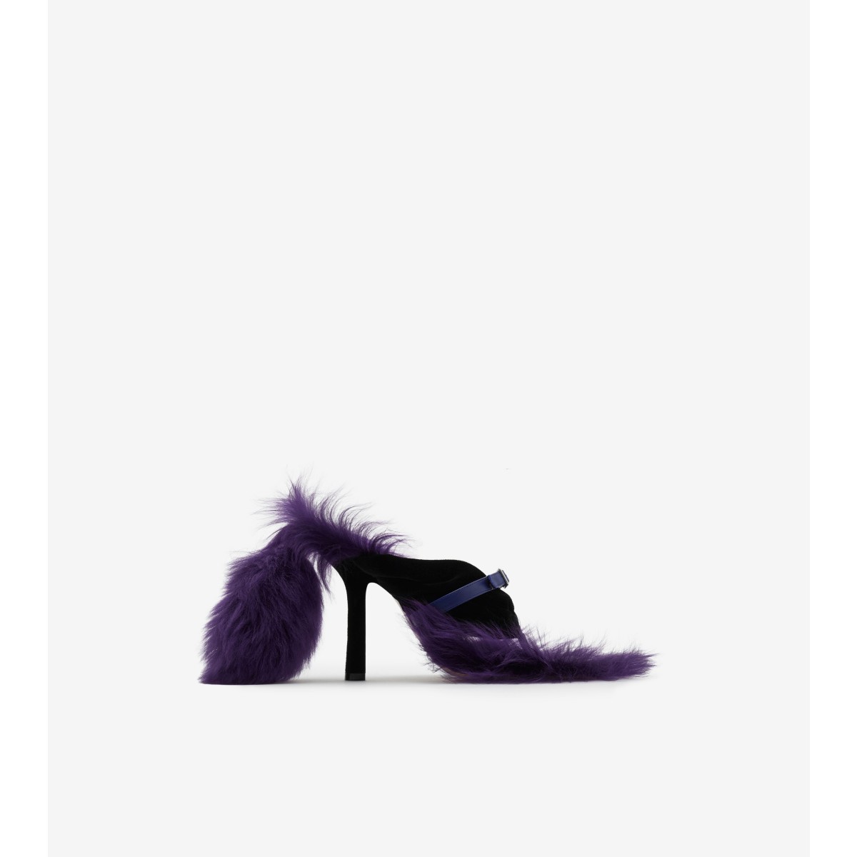Burberry Shearling Step Post Sandals In Black/knight