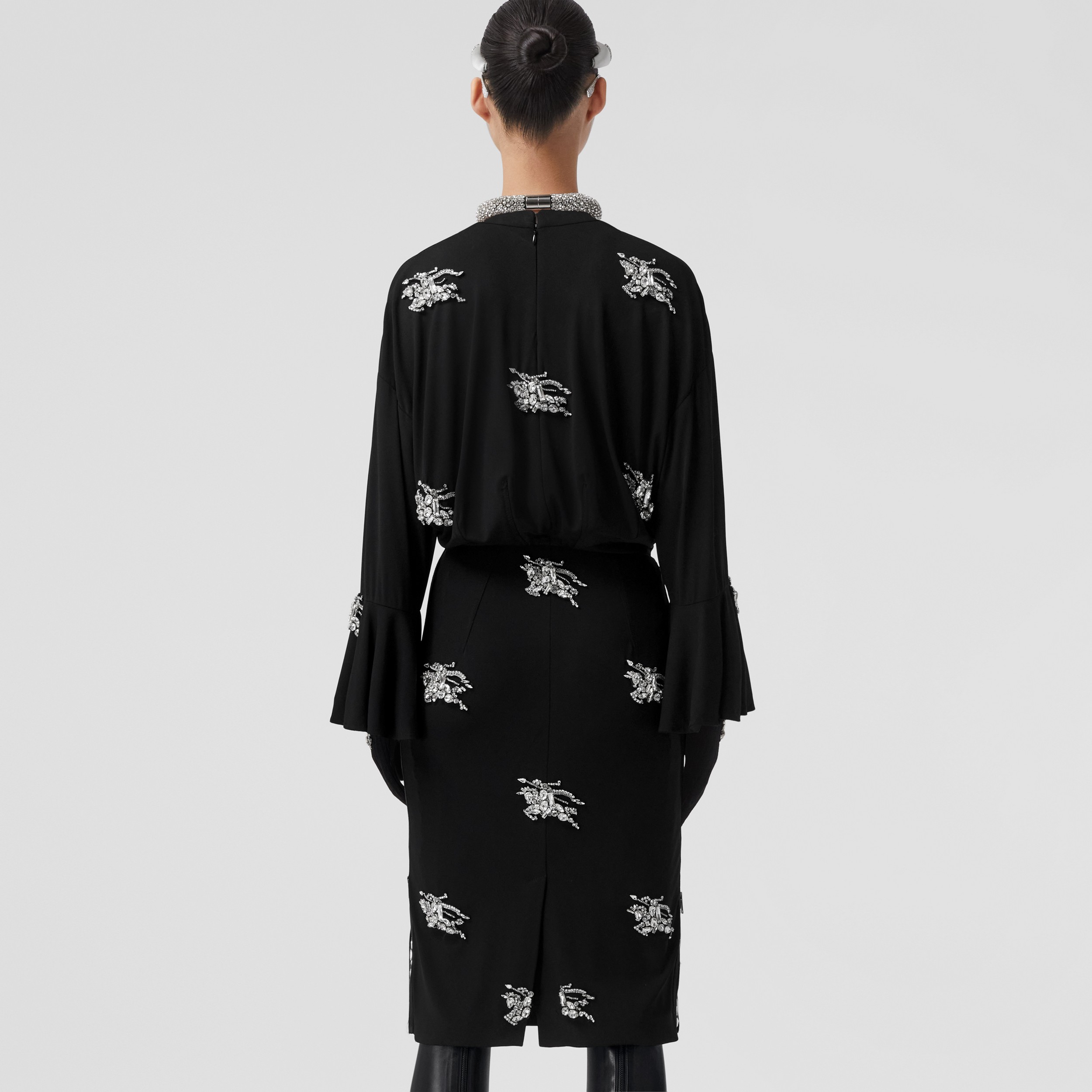 Crystal EKD Stretch Jersey Dress in Black - Women | Burberry® Official - 3