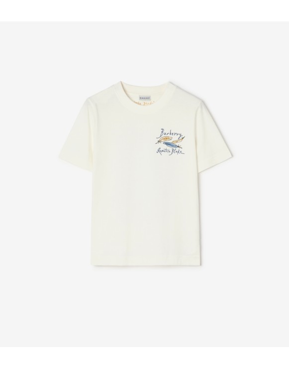 Feather Print Cotton T-shirt