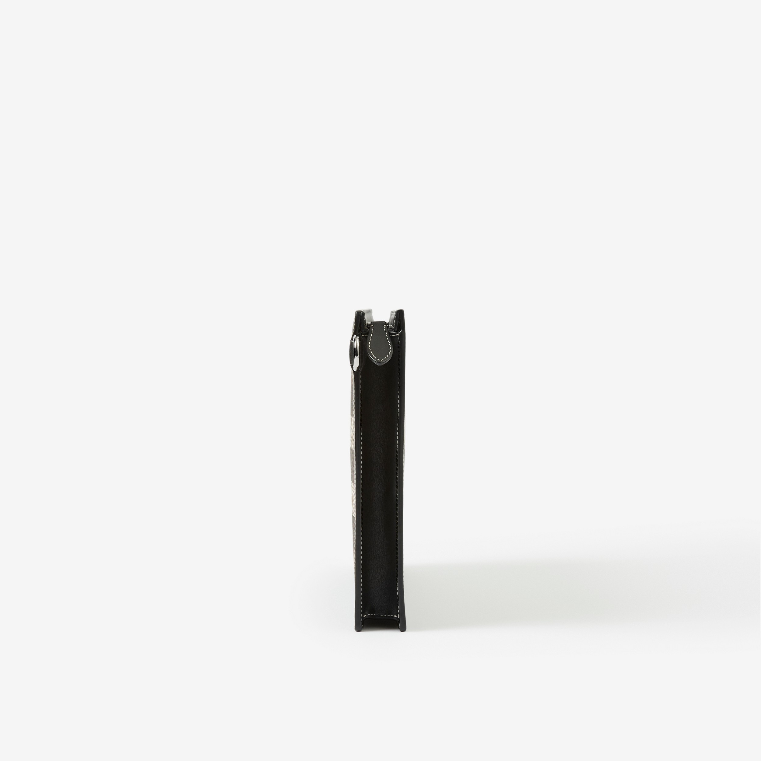 Pochette zippée check avec cuir (Bouleau Brun Sombre) - Homme | Site officiel Burberry® - 2