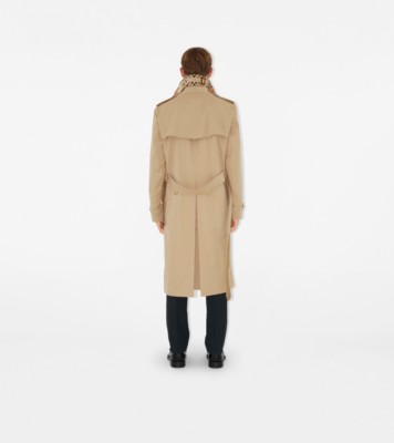 Long Kensington Heritage Trench Coat in Honey Men Cotton Gabardine Burberry Official