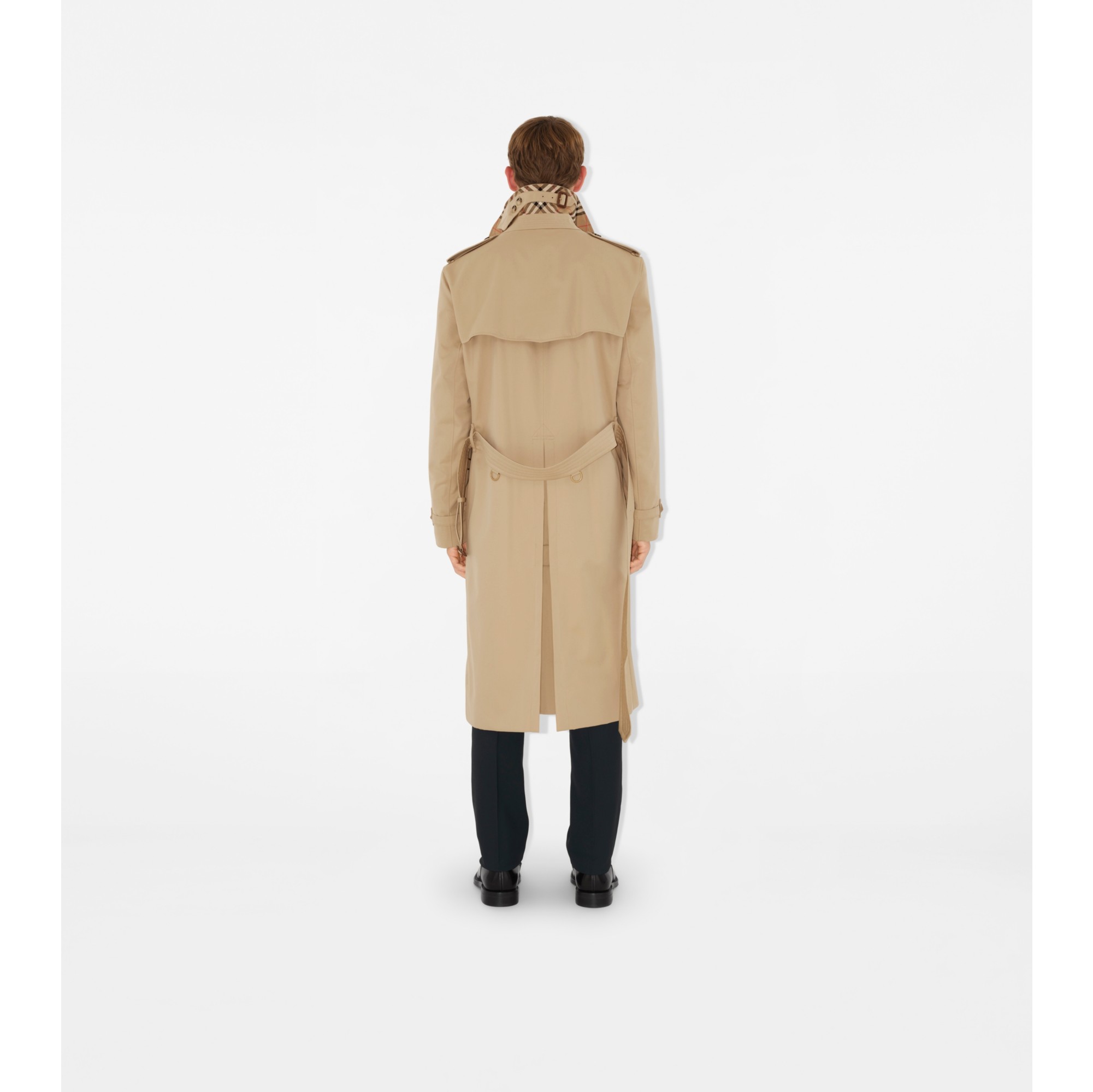 Long Kensington Heritage Trench Coat in Honey Men Cotton Gabardine Burberry Official