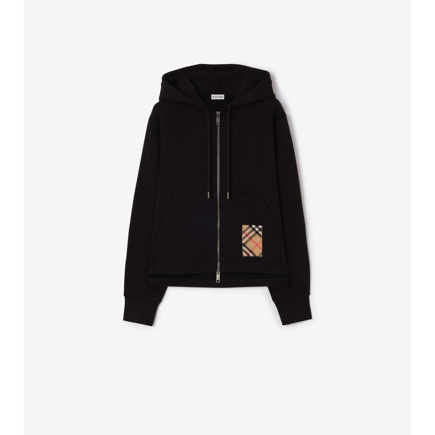 Cashmere Check Patch Cotton Zip Hoodie