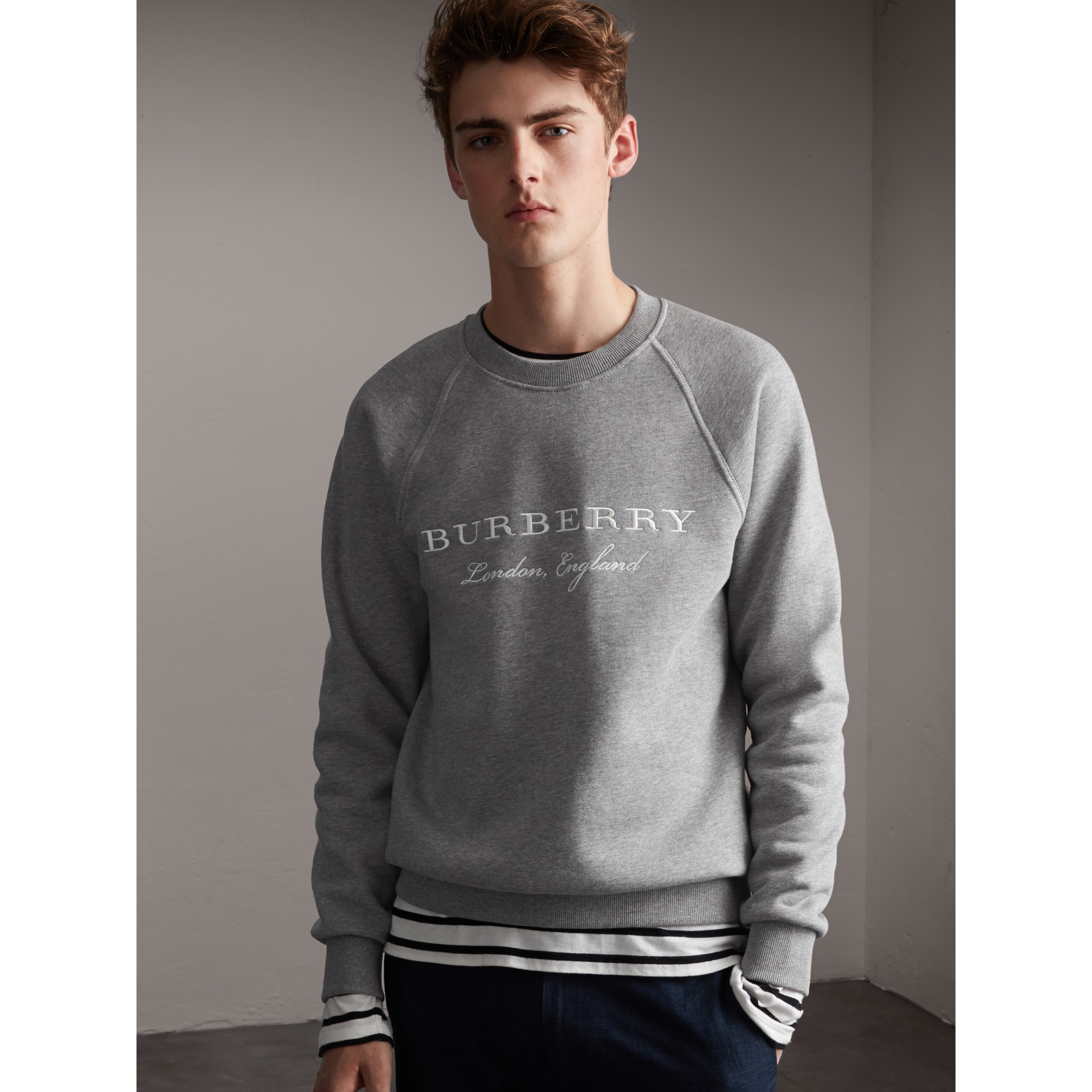 burberry 刺绣平织运动衫 in grey