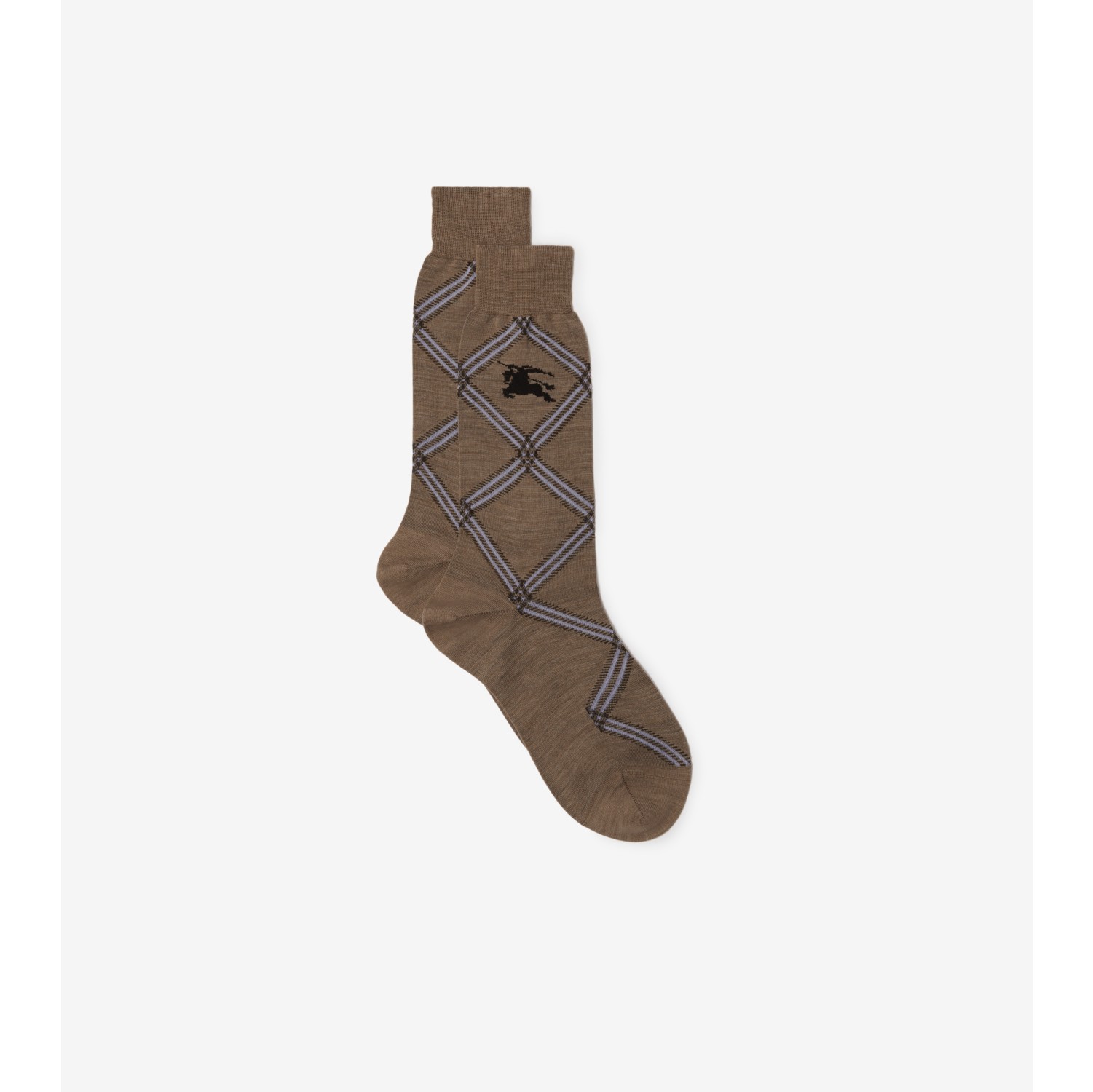 Check Wool Cotton Blend Socks