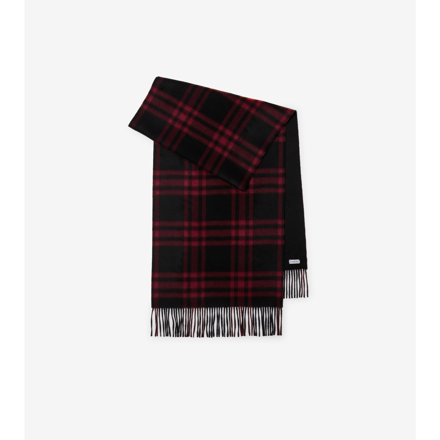 Reversible Check Cashmere Scarf in Cranberry Burberry Official