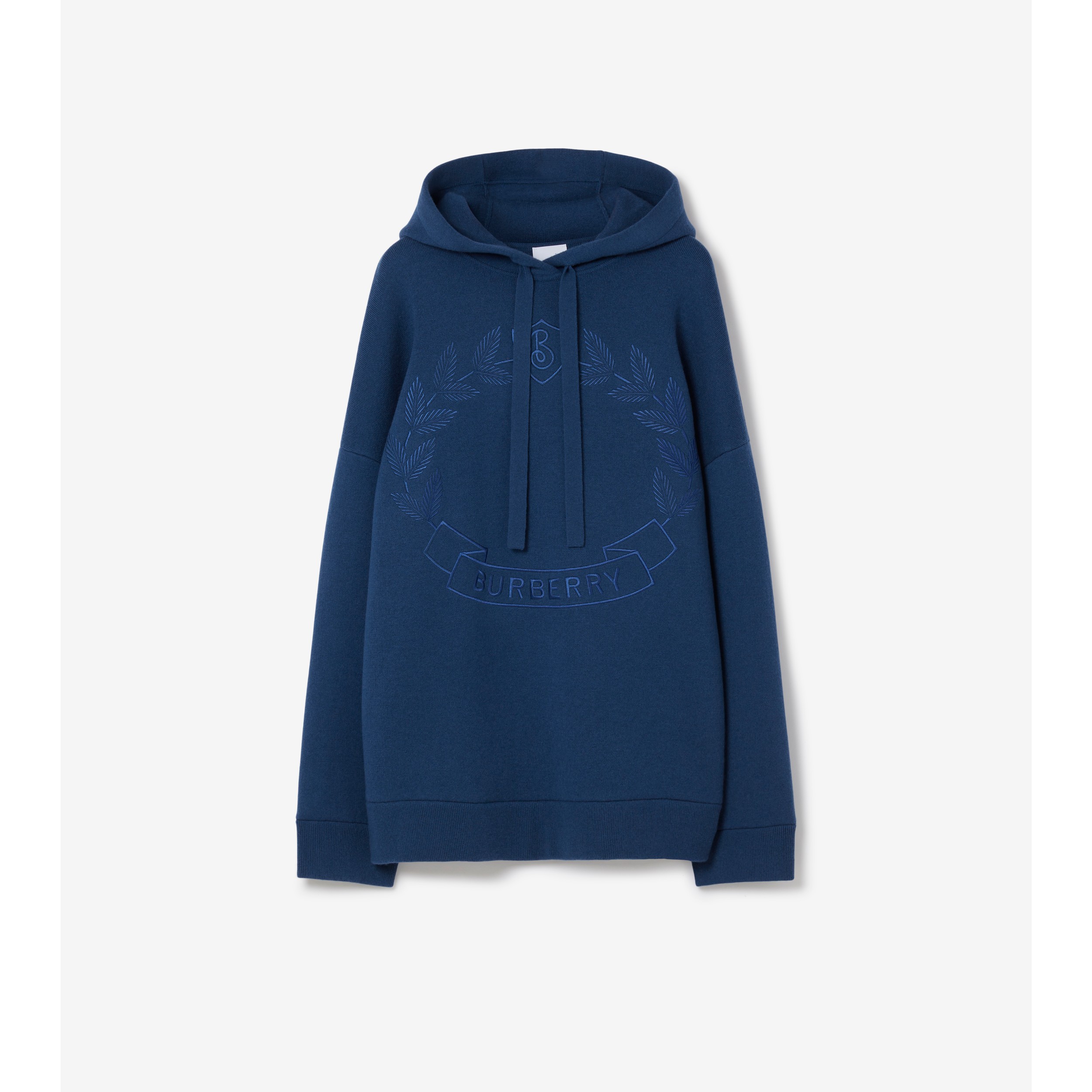 Embroidered Oak Leaf Crest Oversized Hoodie in Rich Navy - Women |  Burberry® Official