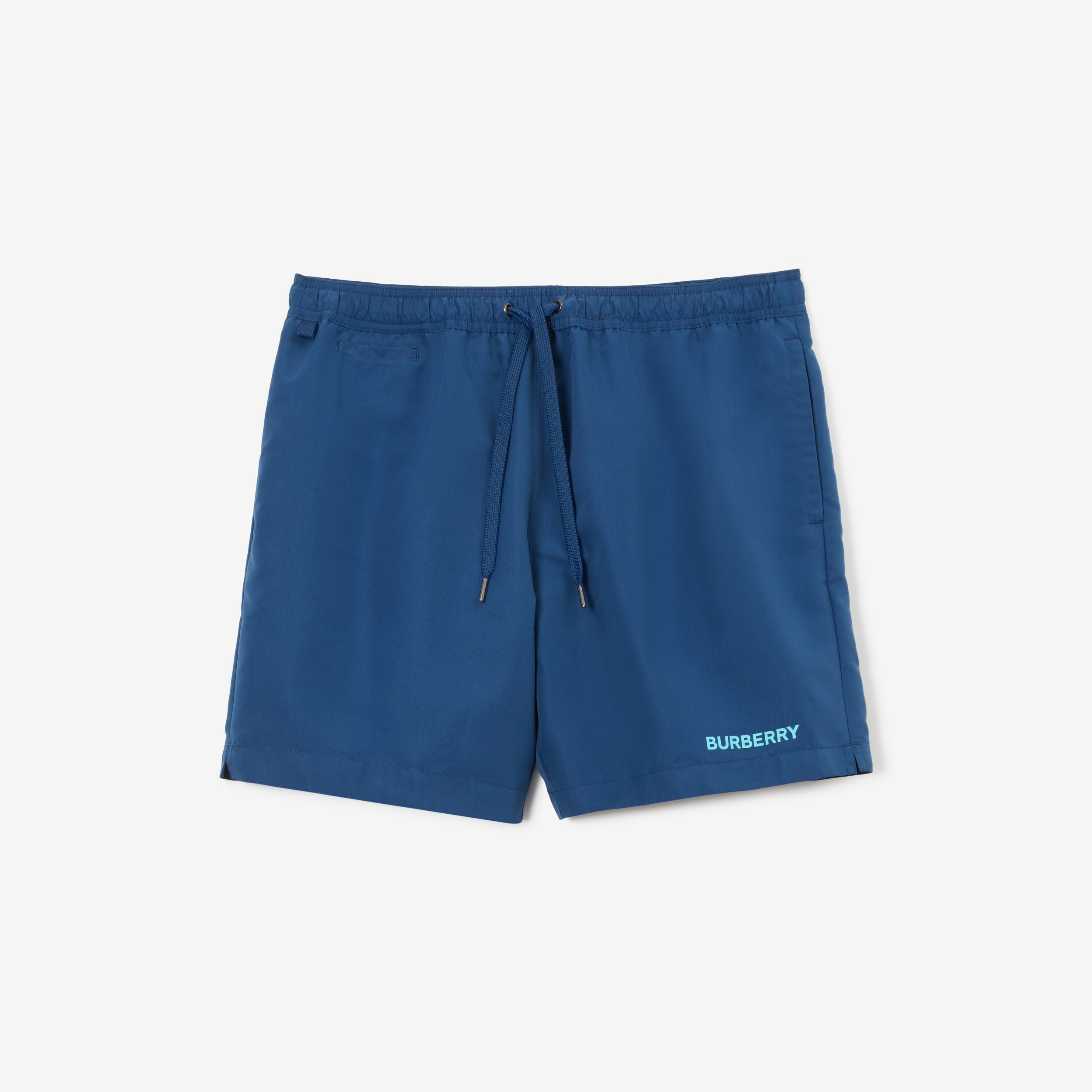 Logo Print Drawcord Swim Shorts in Rich Navy - Men | Burberry® Official - 1