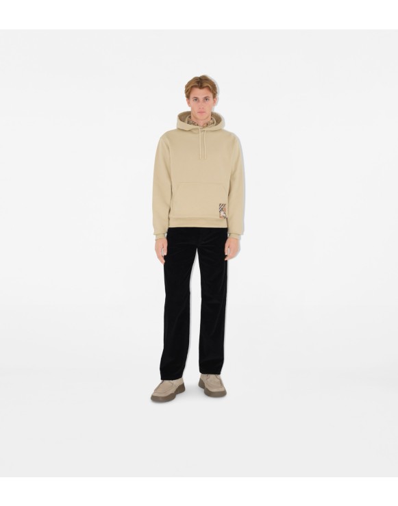 Check Label Cotton Hoodie