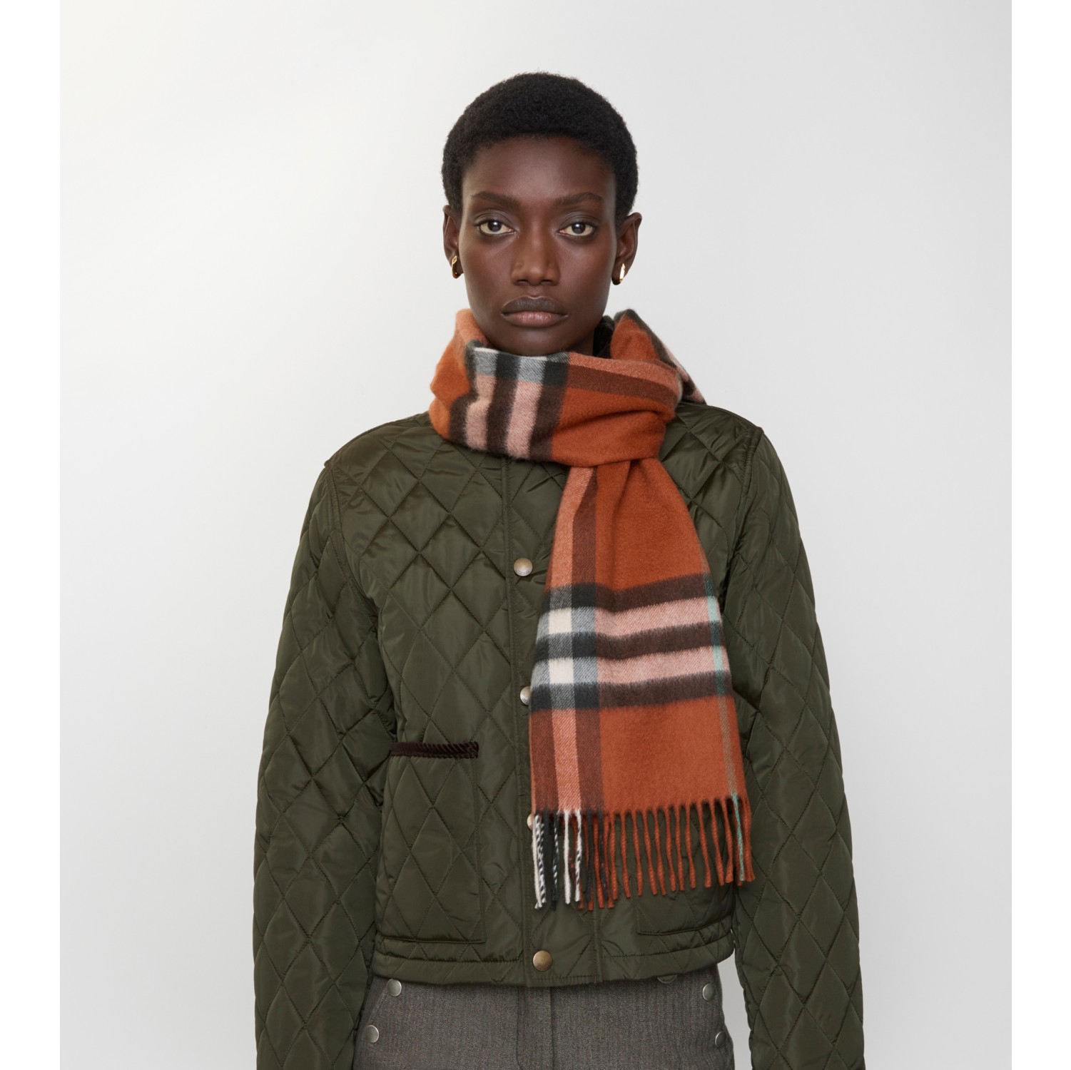 Check Cashmere Scarf in Brick | Burberry® Official