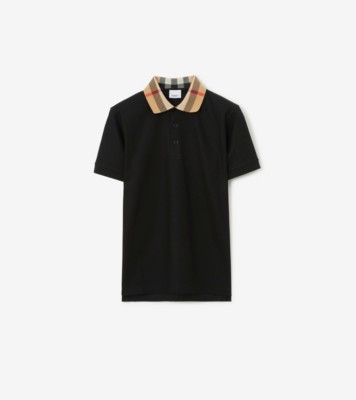 コットンポロシャツ (ブラック) - メンズ, コットン | Burberry®公式サイト