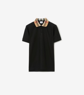 Cotton Polo Shirt in Black Men Burberry Official