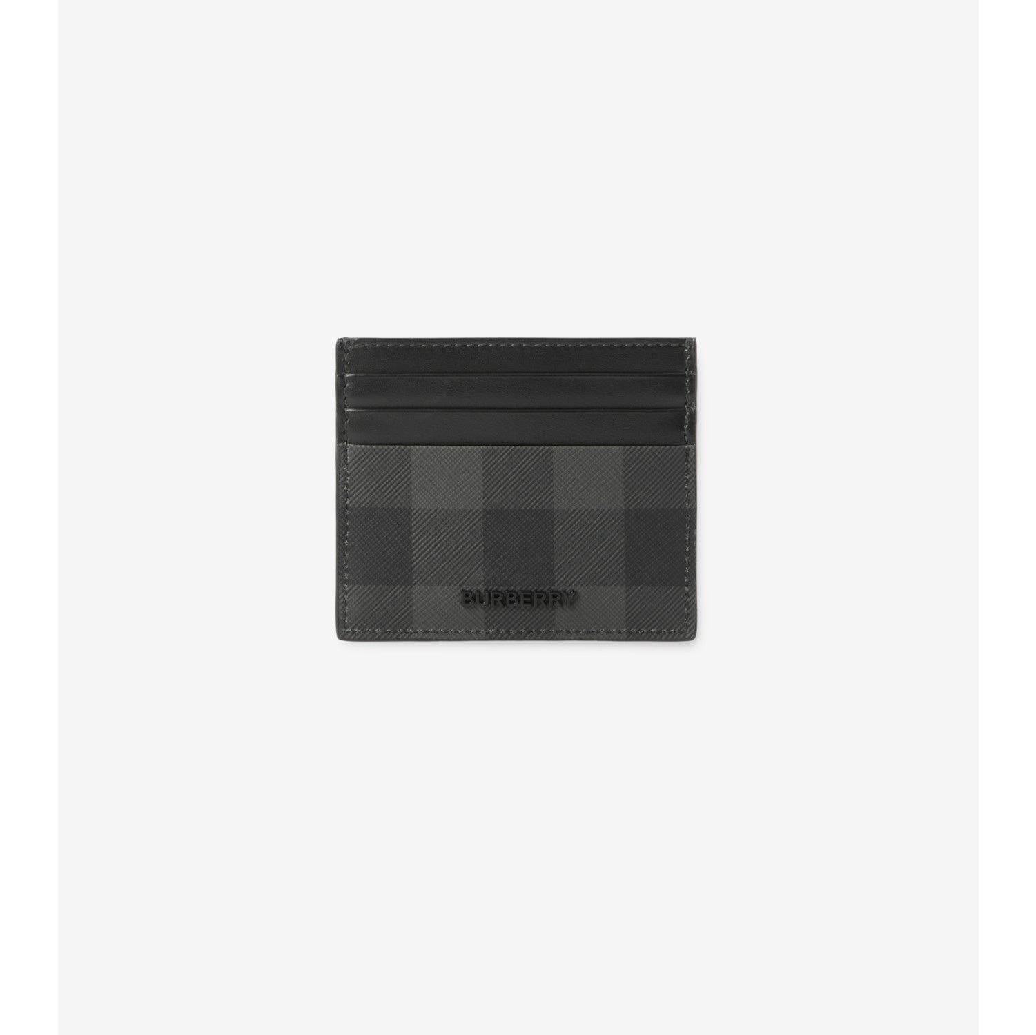 Tall Check Card Case in Charcoal - Men, Canvas | Burberry® Official