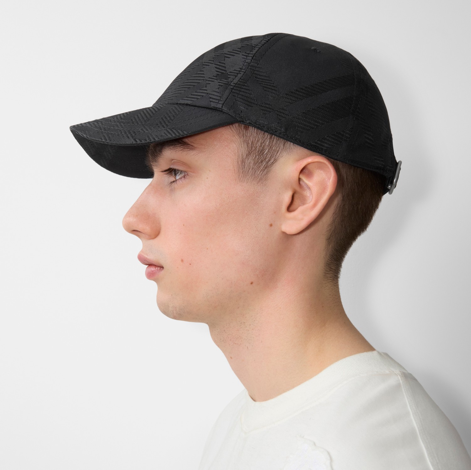 チェック ナイロンブレンド ベースボールキャップ (ブラック チェック ナイロンブレンド ベースボールキャップ (ブラック