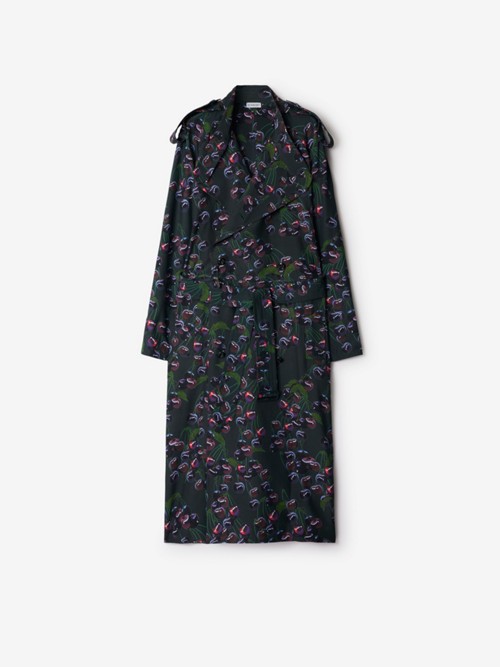 Burberry Long Cherry Trench Coat In Blue