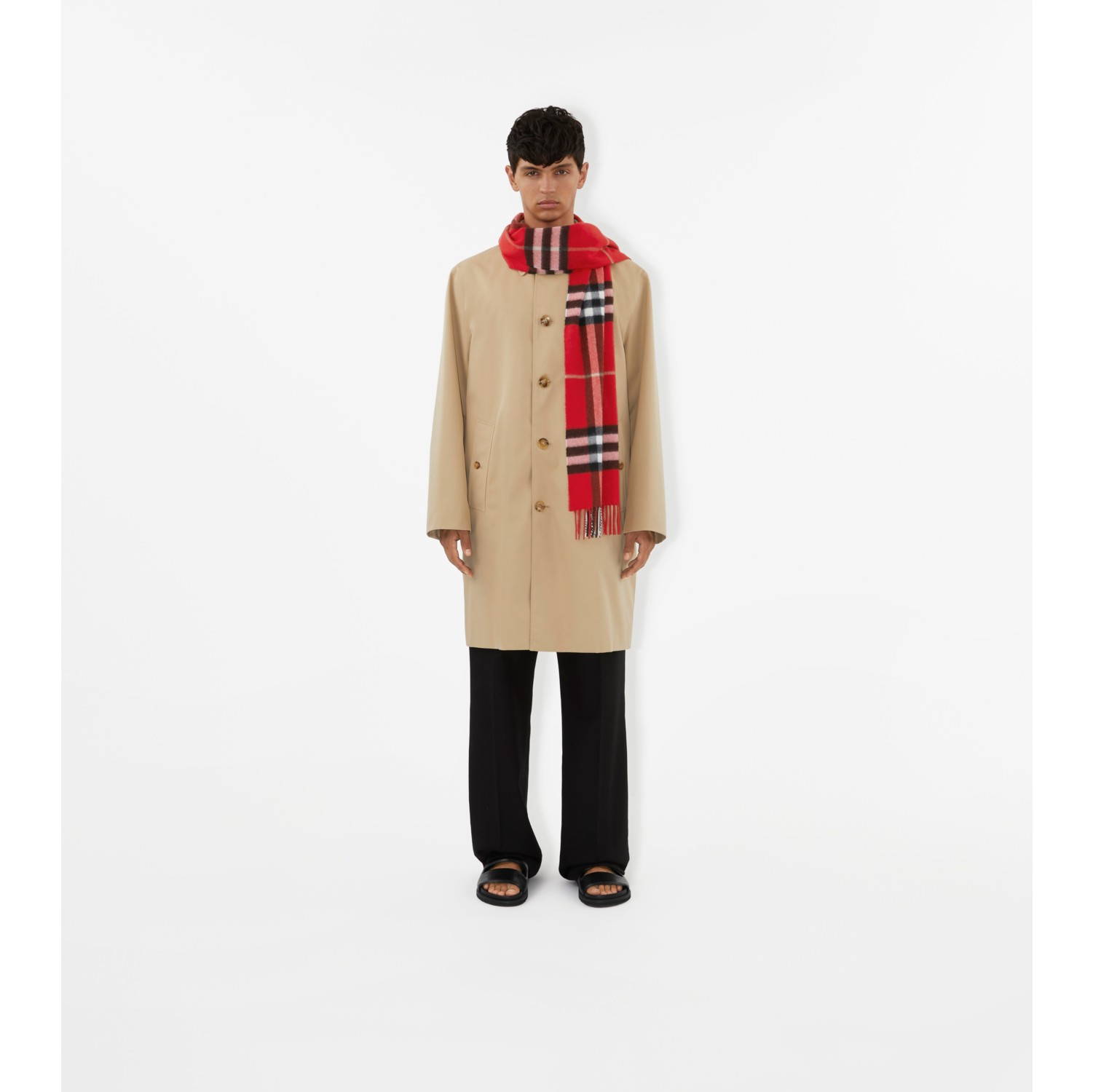 Burberry Check Wool And Cashmere Scarf in Red - Burberry