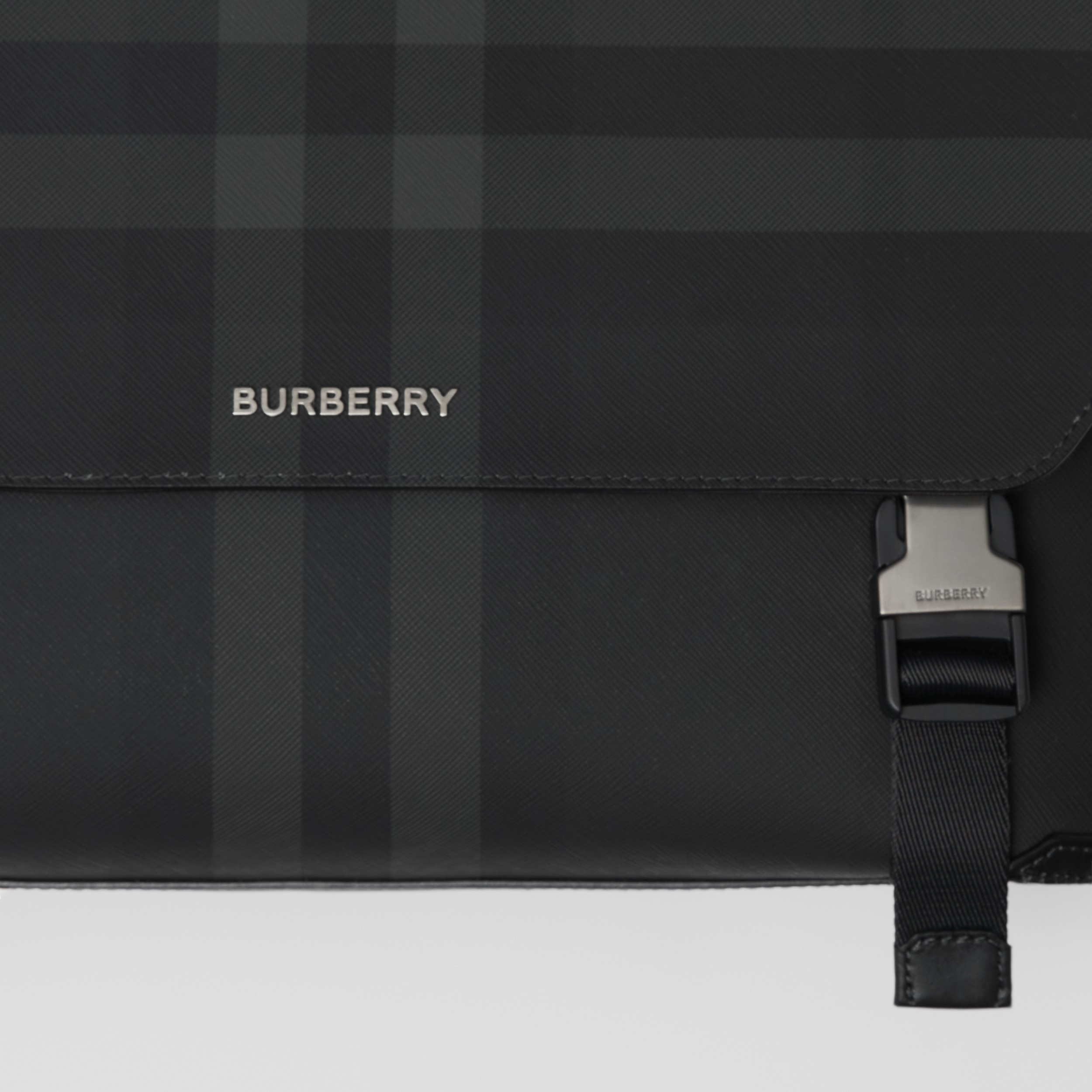 Charcoal Check and Leather Large Messenger Bag - Men | Burberry® Official