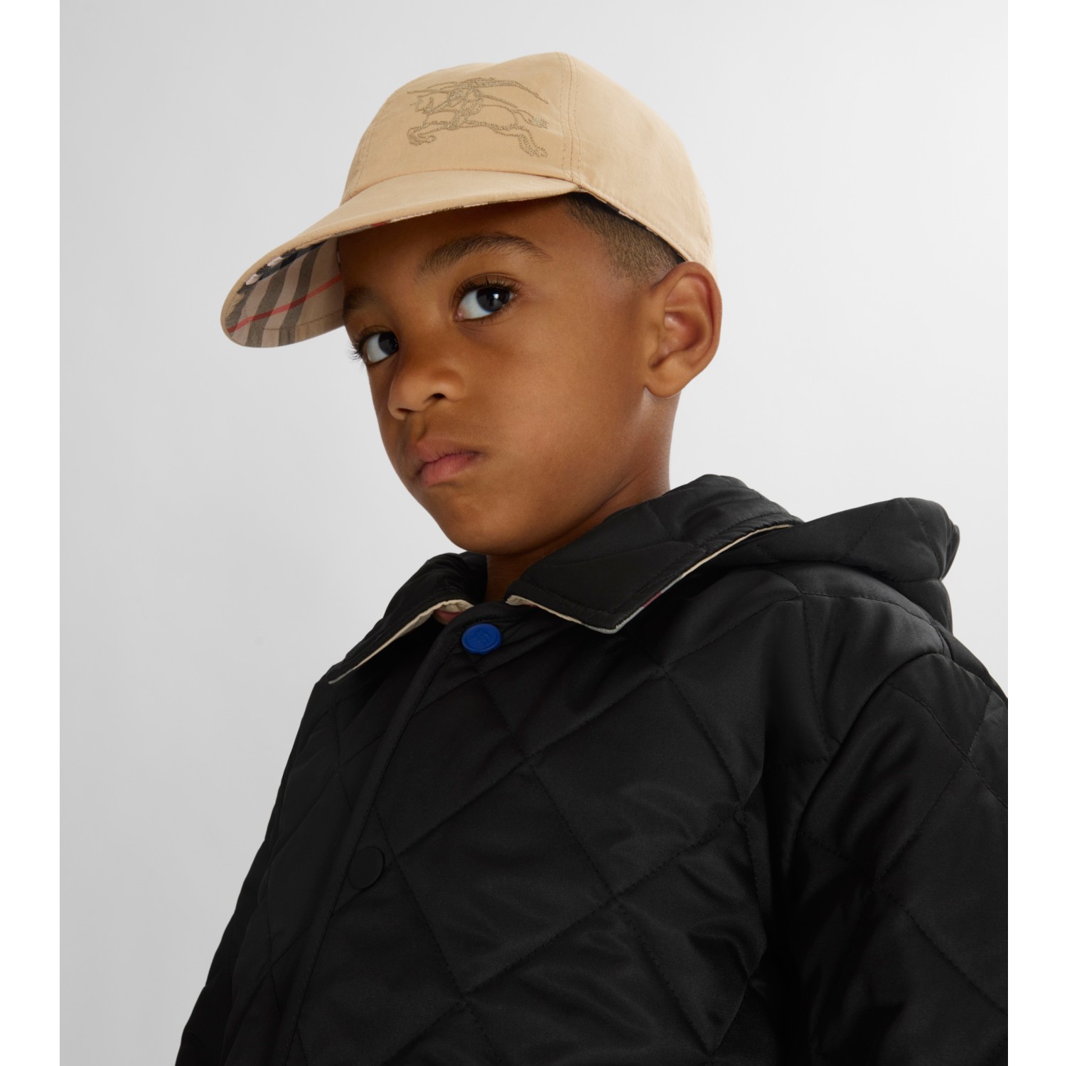 Reversible Cotton Baseball Cap in Sand Children Burberry Official