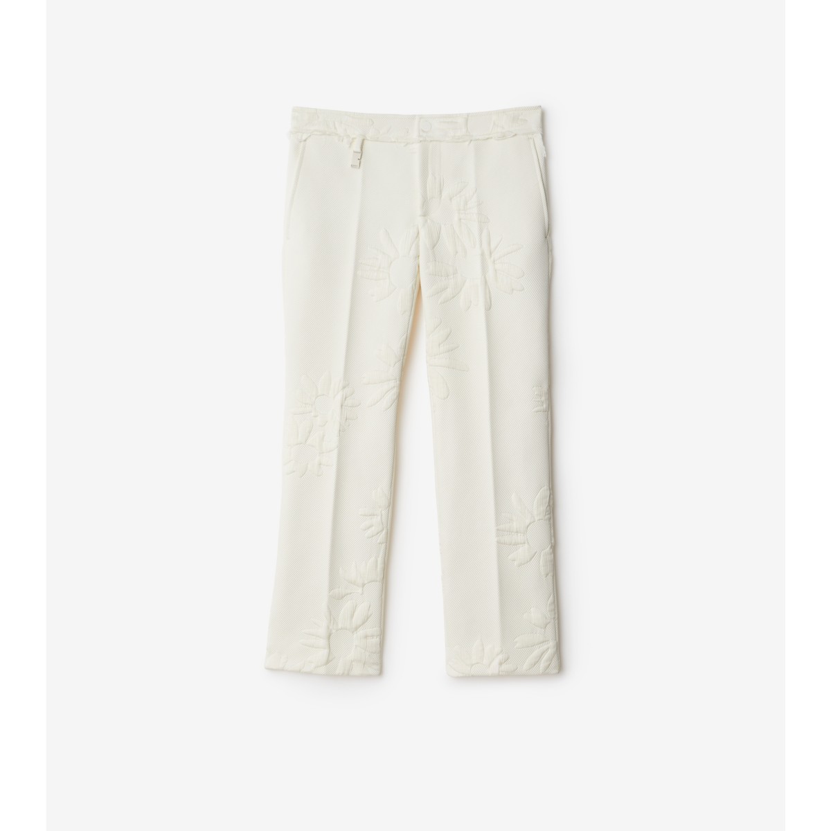 Shop Burberry Daisy Silk Blend Tailored Trousers In Natural White