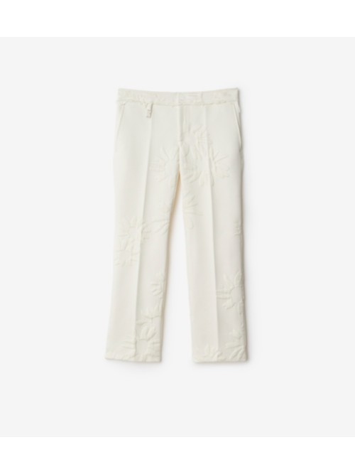 Shop Burberry Daisy Silk Blend Tailored Trousers In Natural White