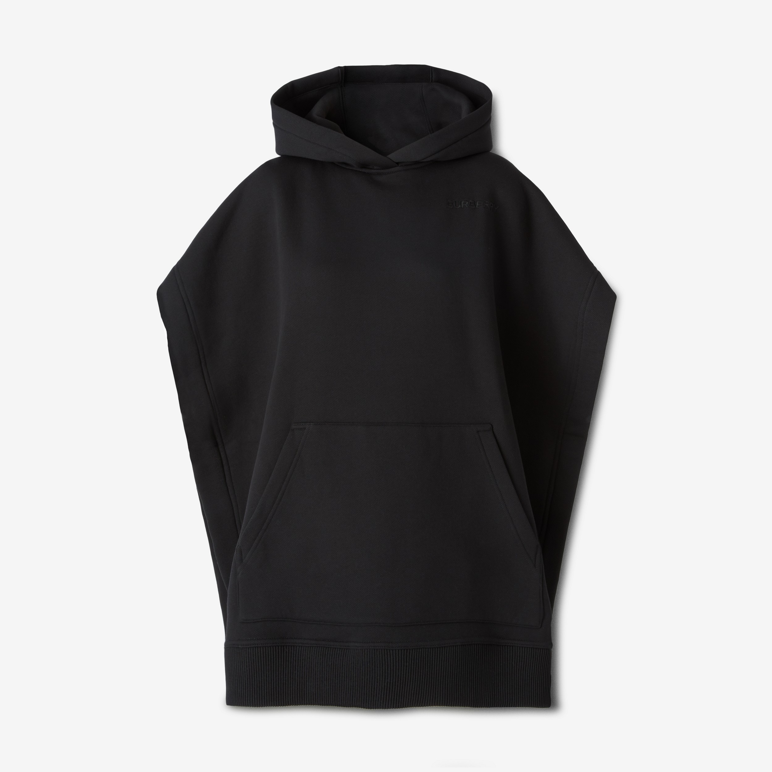 Crystal EKD Cotton Blend Hooded Poncho in Black | Burberry® Official - 1