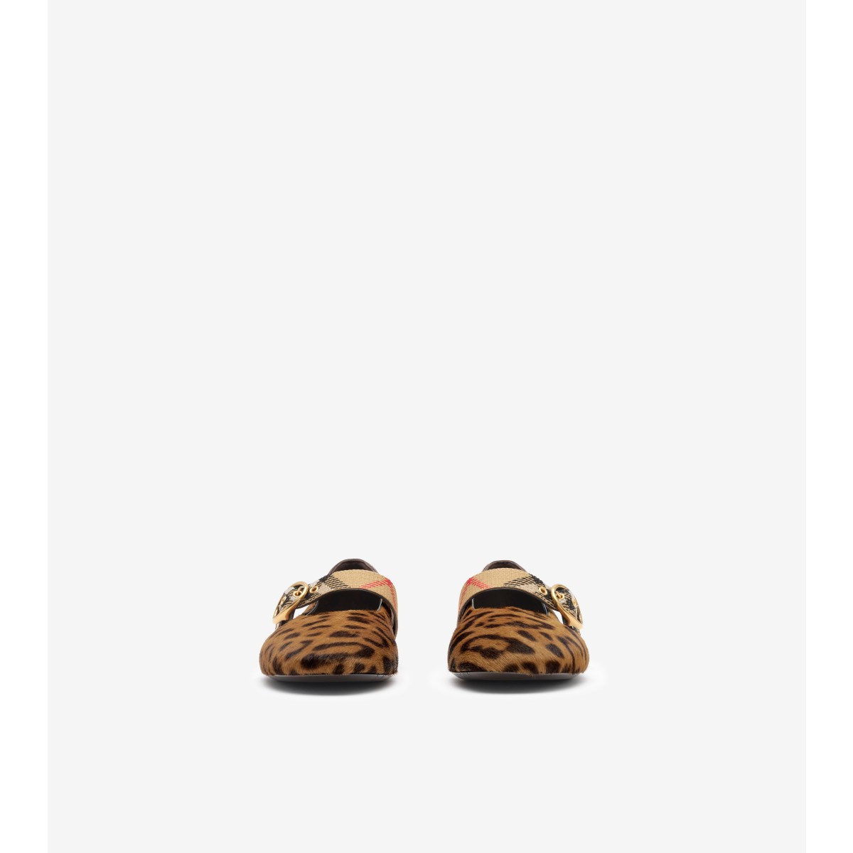  Check Leopard Print Robin Ballerinas