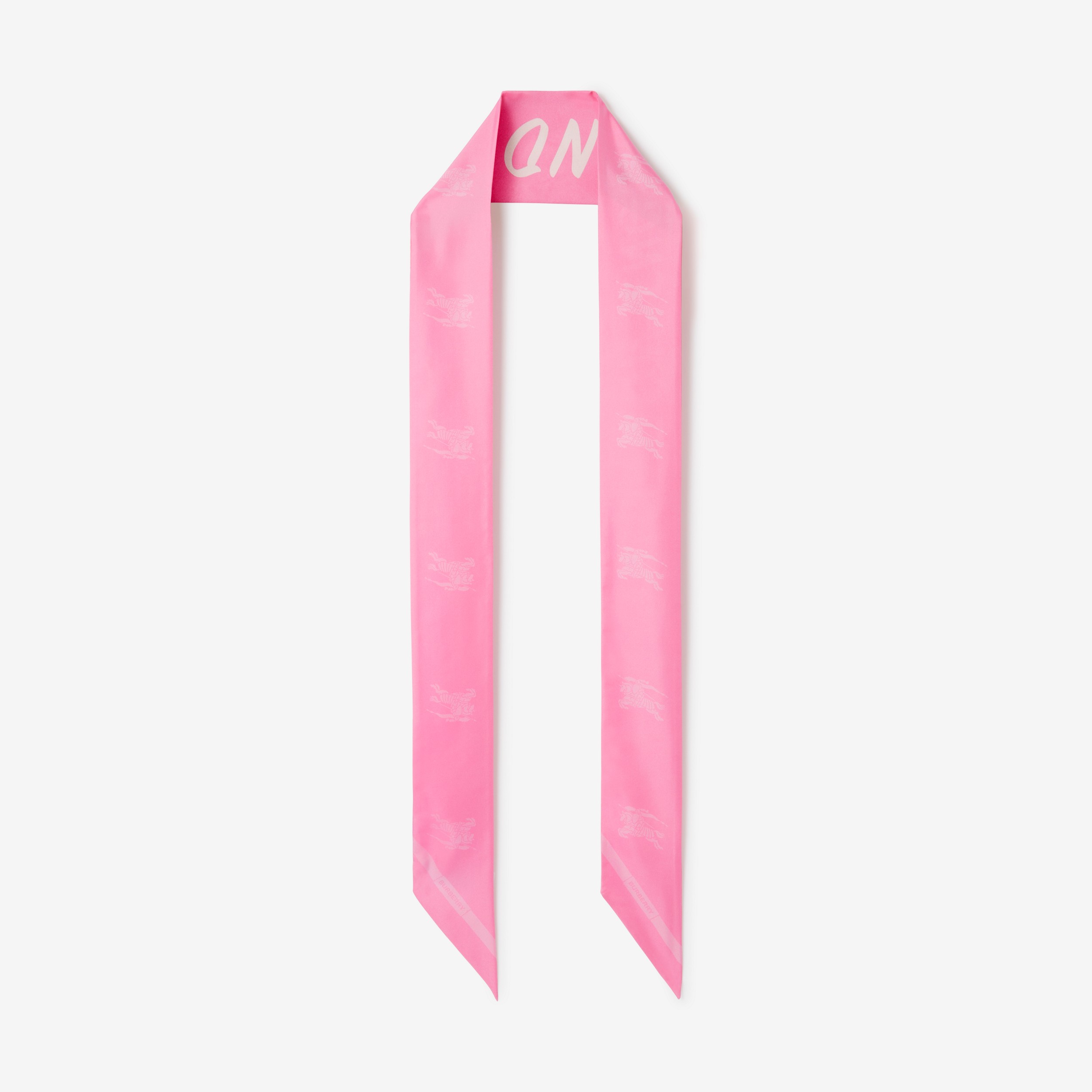 Montage Print Silk Skinny Scarf in Bubblegum Pink | Burberry® Official - 1