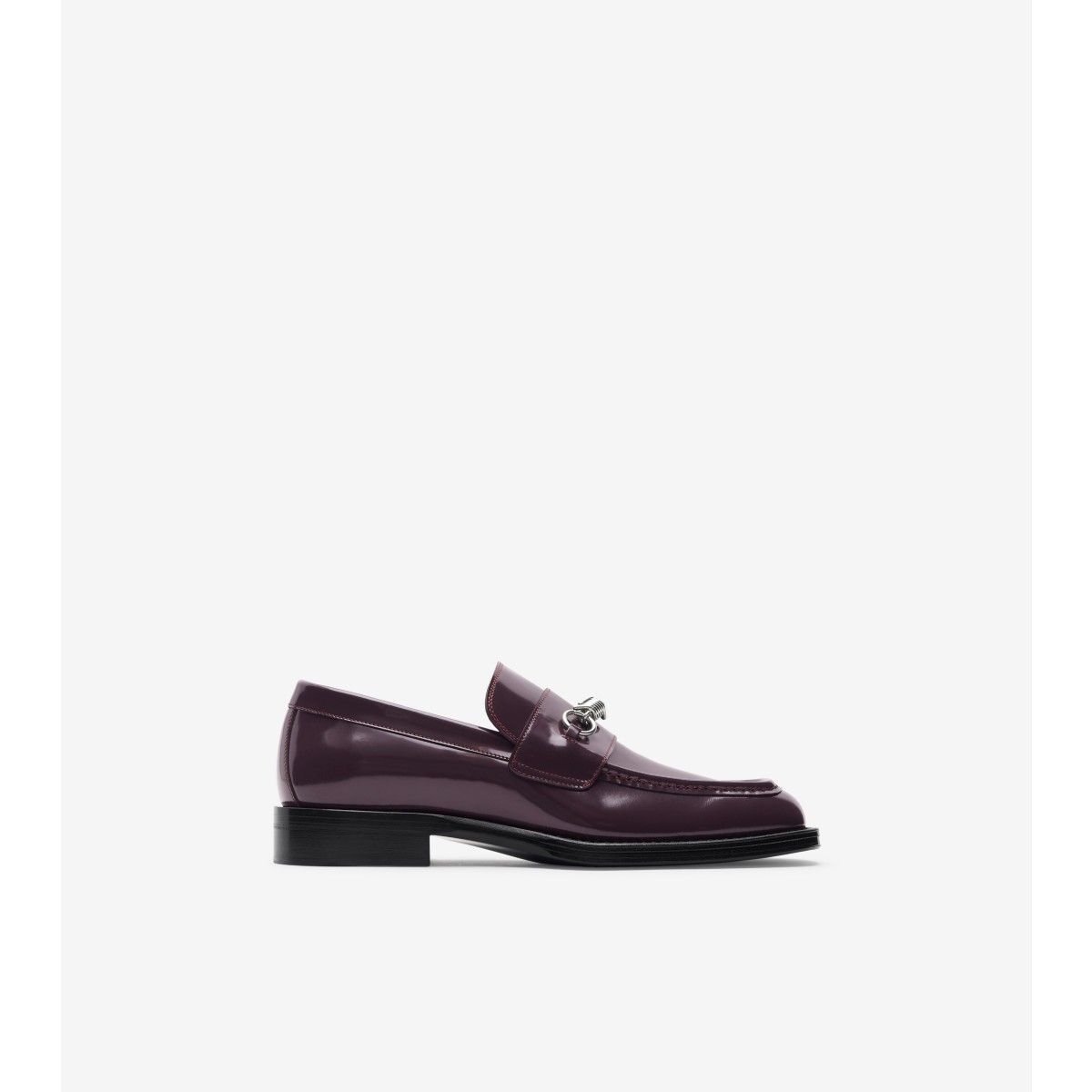 Shop Burberry Leather Barbed Loafers In Poison