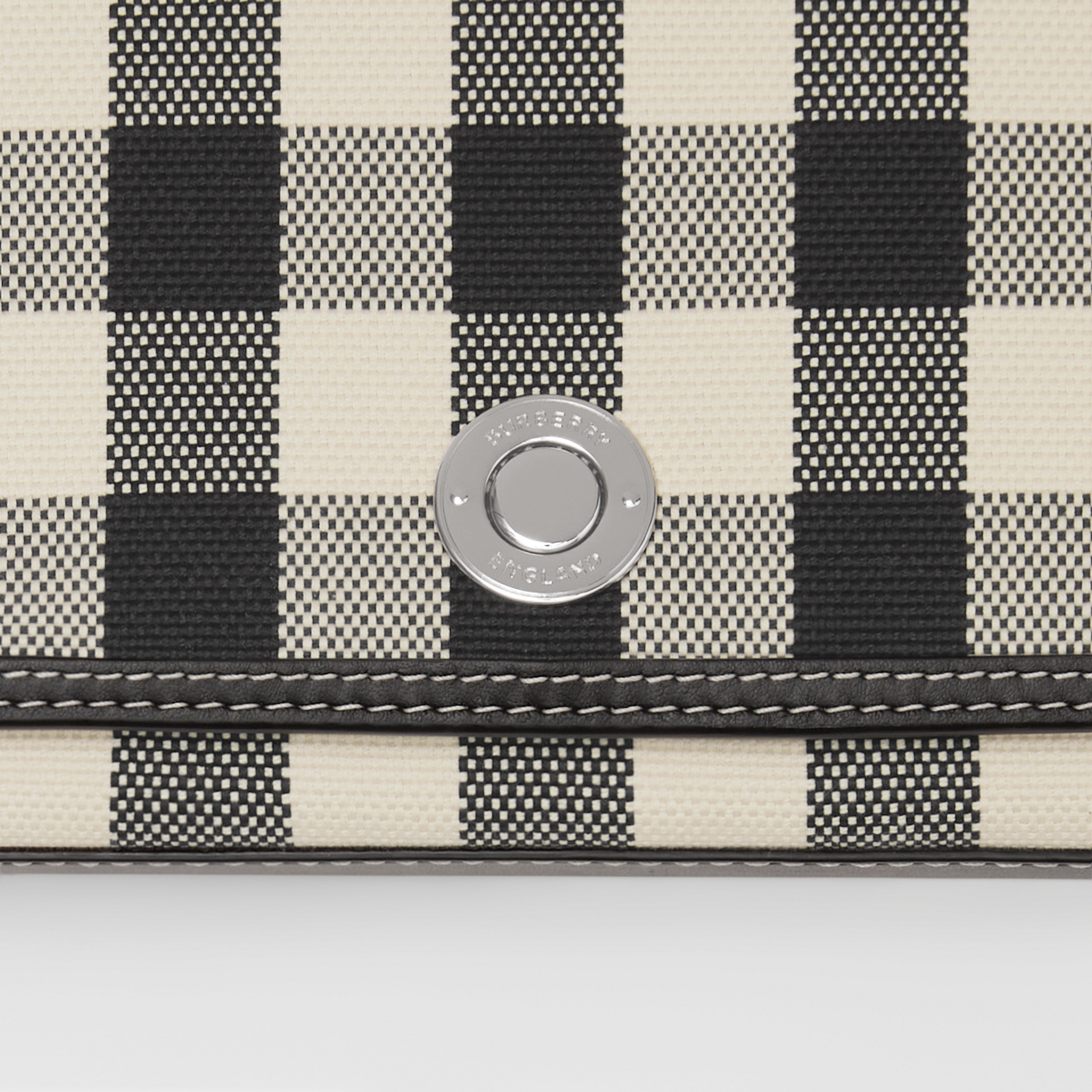Bolsa Note de algodão com estampa xadrez em jacquard - Mini (Preto/branco) - Mulheres | Burberry® oficial - 2