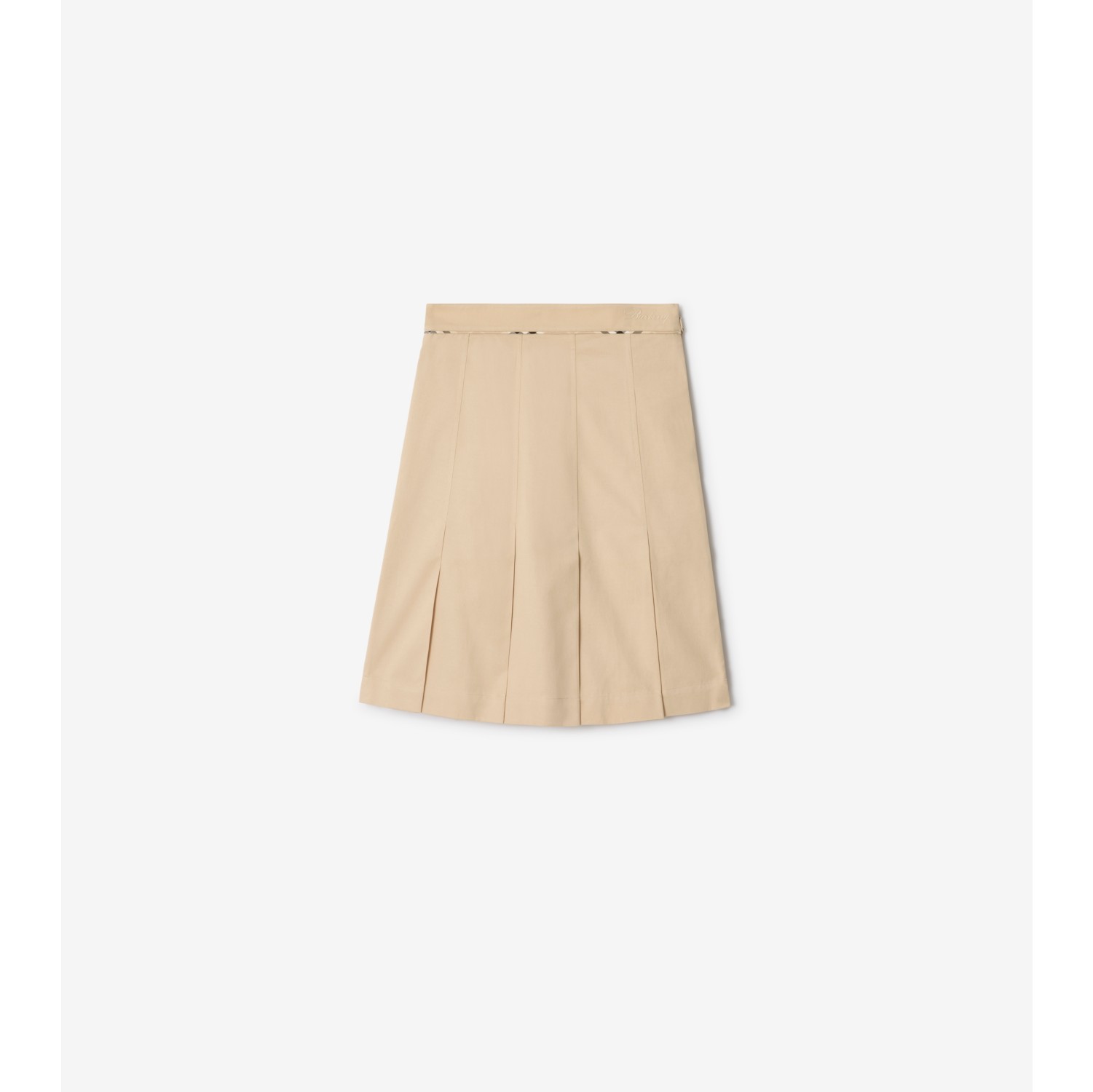 Pleated Cotton Blend Skirt