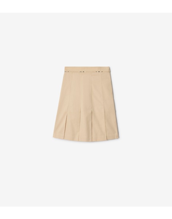 Pleated Cotton Blend Skirt