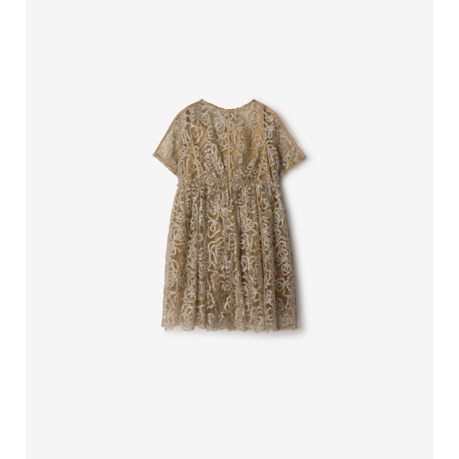 Metallic Tulle Dress in Sand Burberry Official