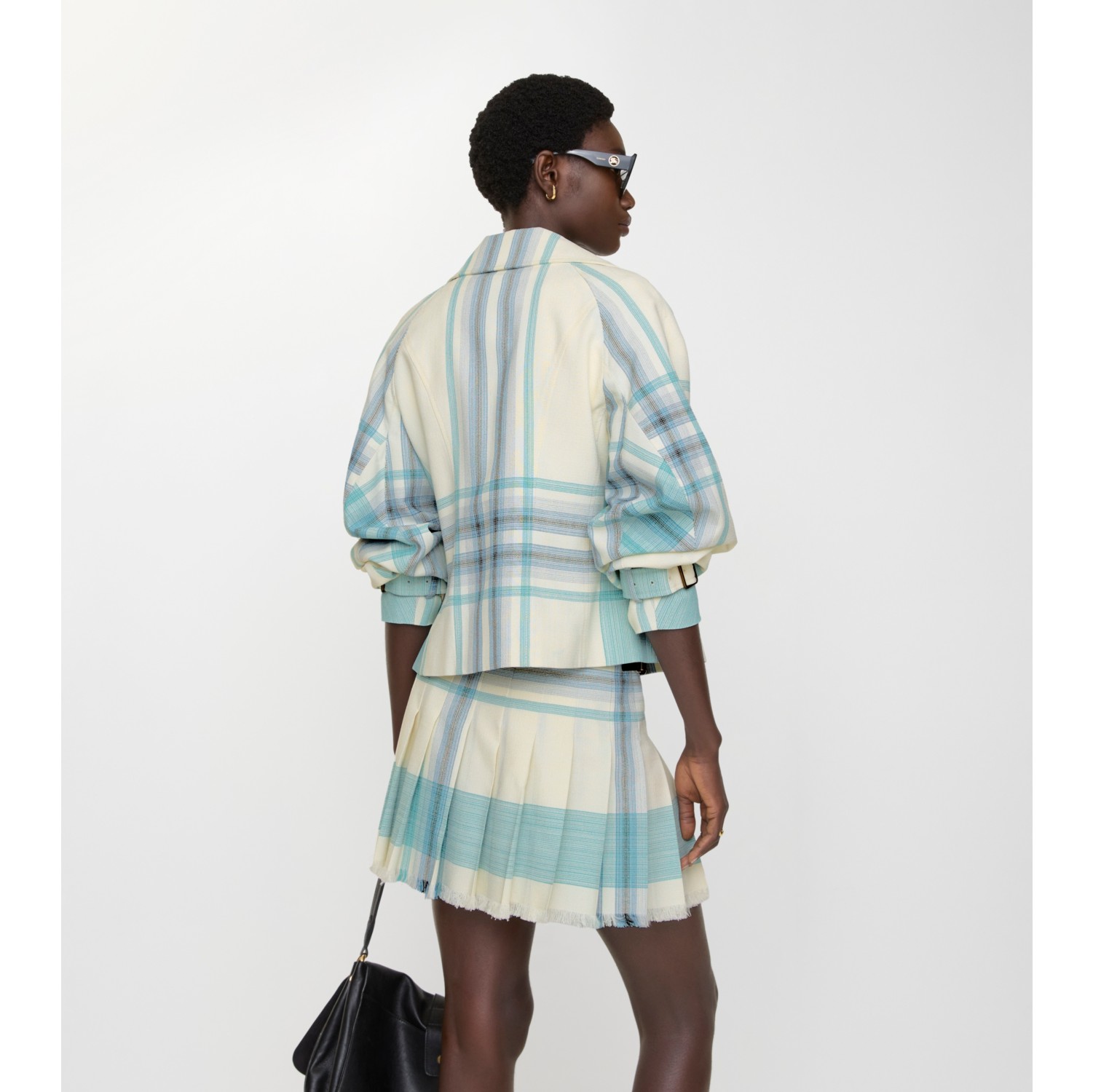 Cropped Check Ladybrook Trench Jacket​ in Tidal blue - Women | Burberry® Official