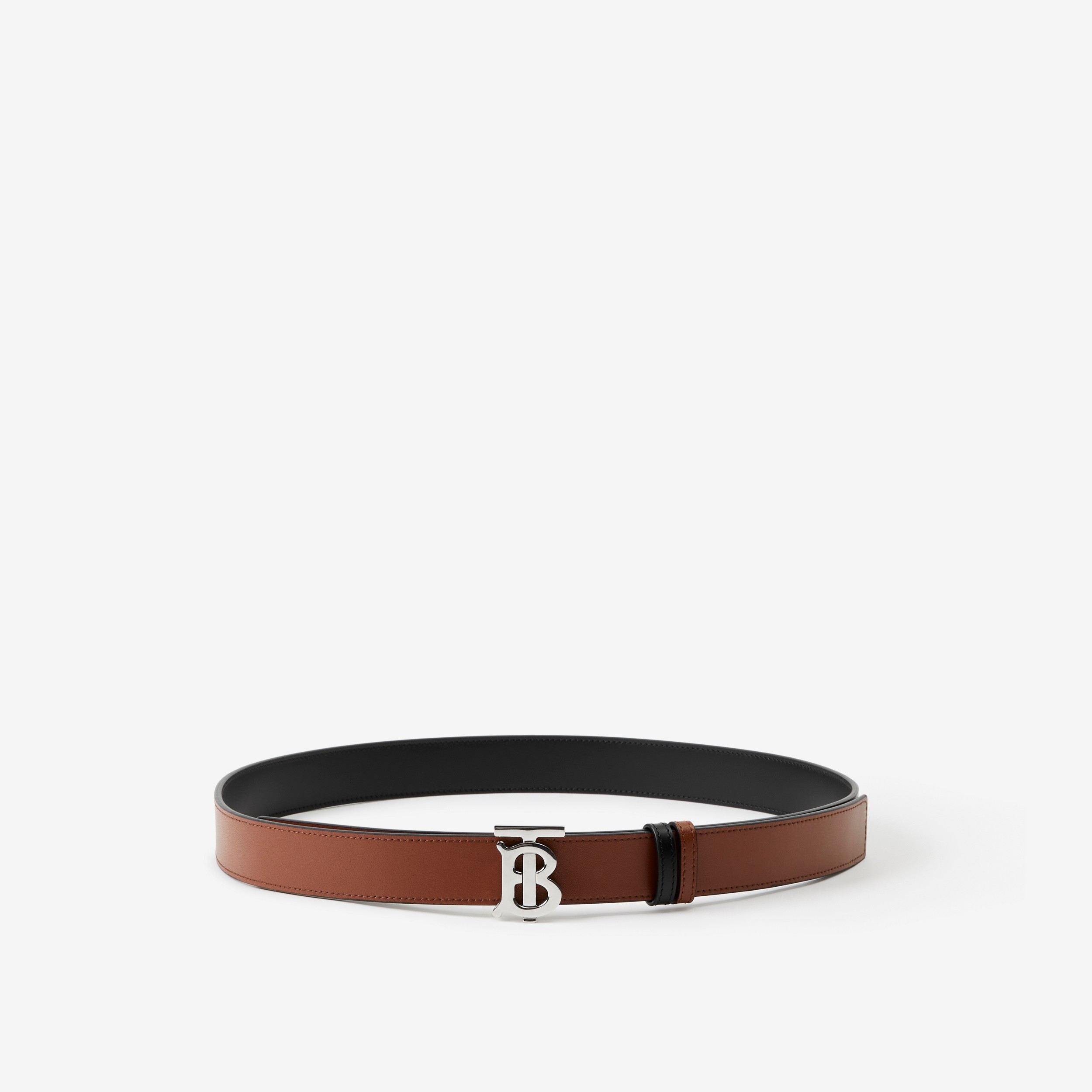 Leather Reversible TB Belt in Black/tan/silver - Women | Burberry® Official - 3