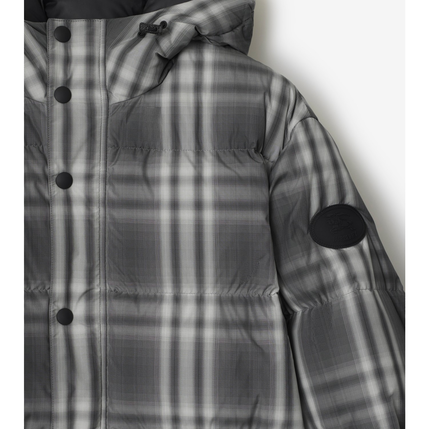Ombré Check Hooded Puffer Jacket