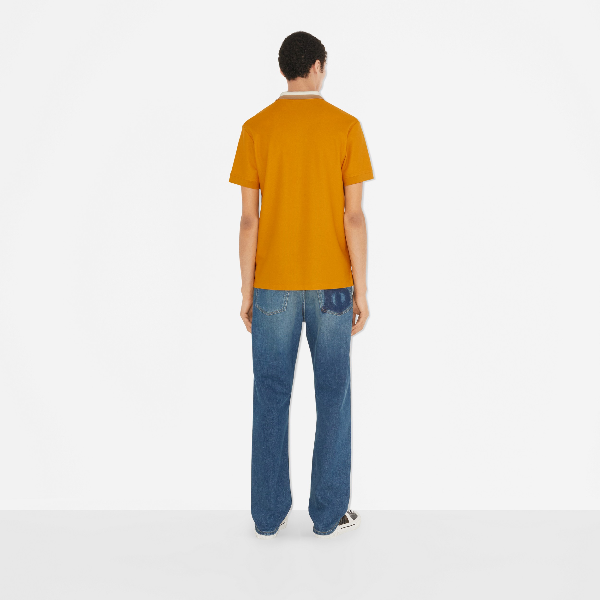 Logo Detail Cotton Piqué Polo Shirt in Marigold - Men | Burberry® Official - 4