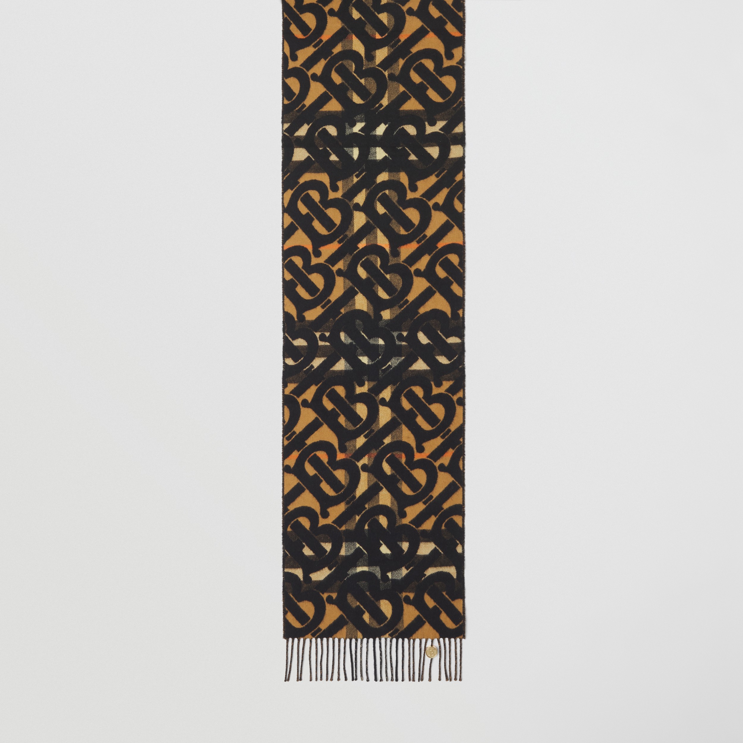 专属标识印花格纹羊绒围巾 (橘色) | Burberry® 博柏利官网 - 2