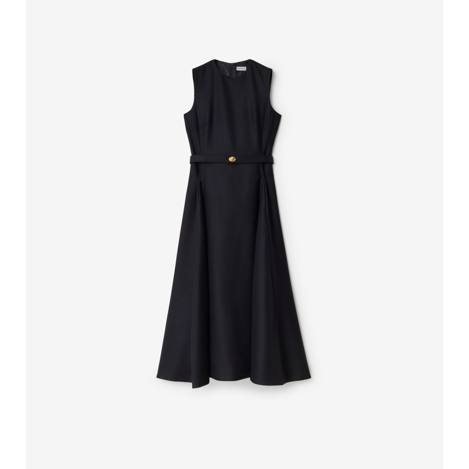 Belted Check Wool Dress