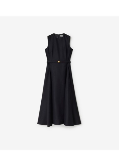 Belted Check Wool Dress