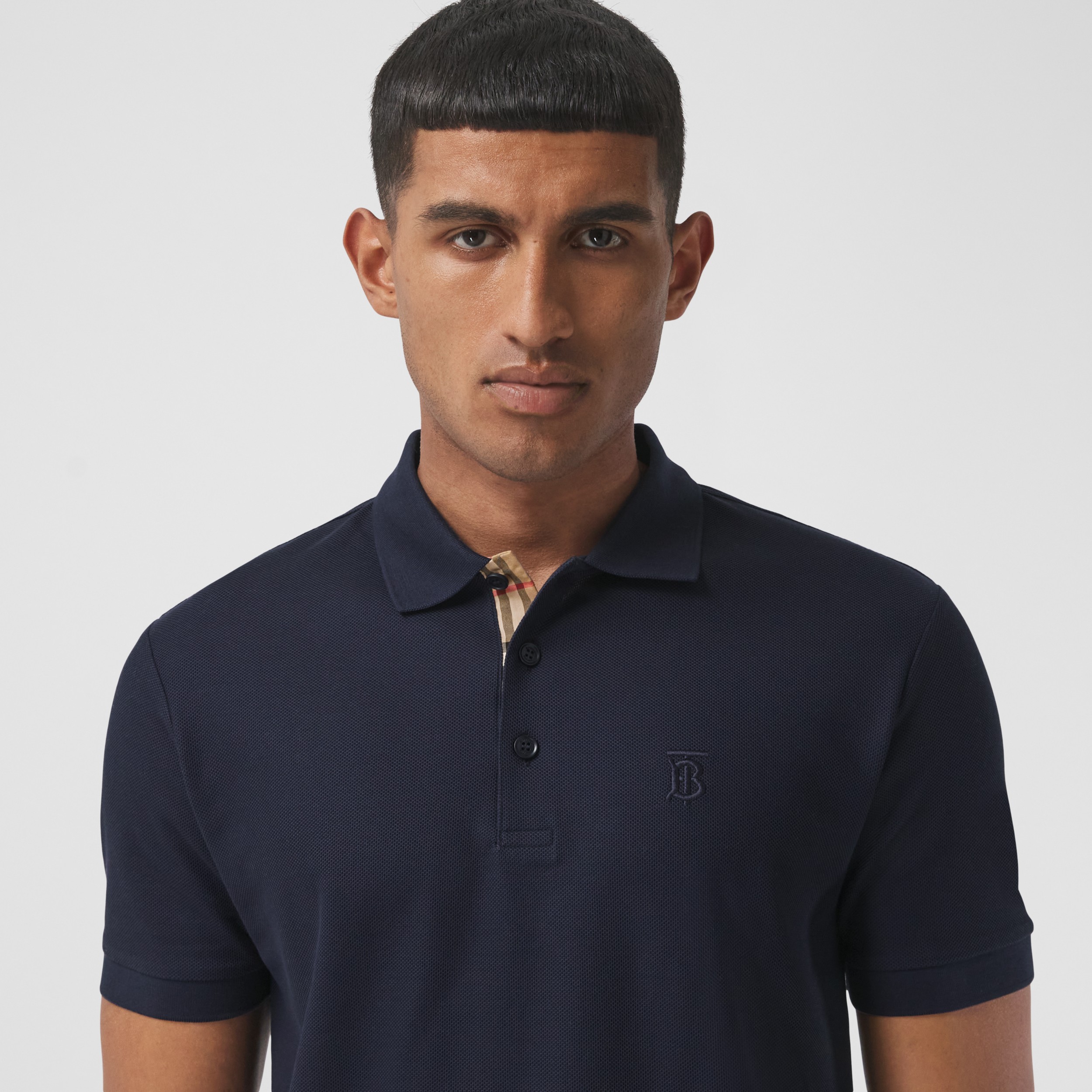 Monogram Motif Cotton Polo Shirt in Navy - Men | Burberry® Official