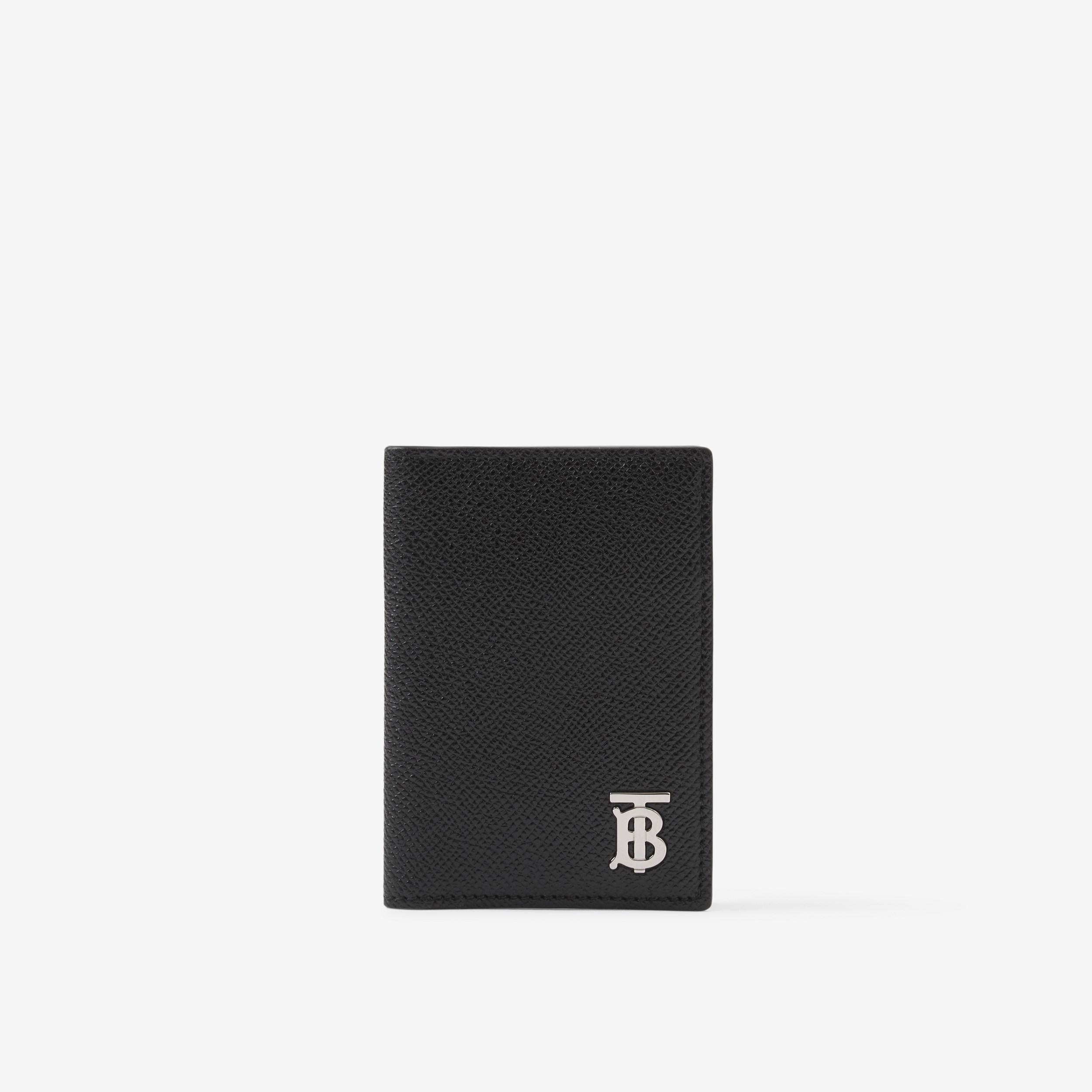 粒纹皮革 TB 折叠式卡片夹 (黑色) - 男士 | Burberry® 博柏利官网 - 1