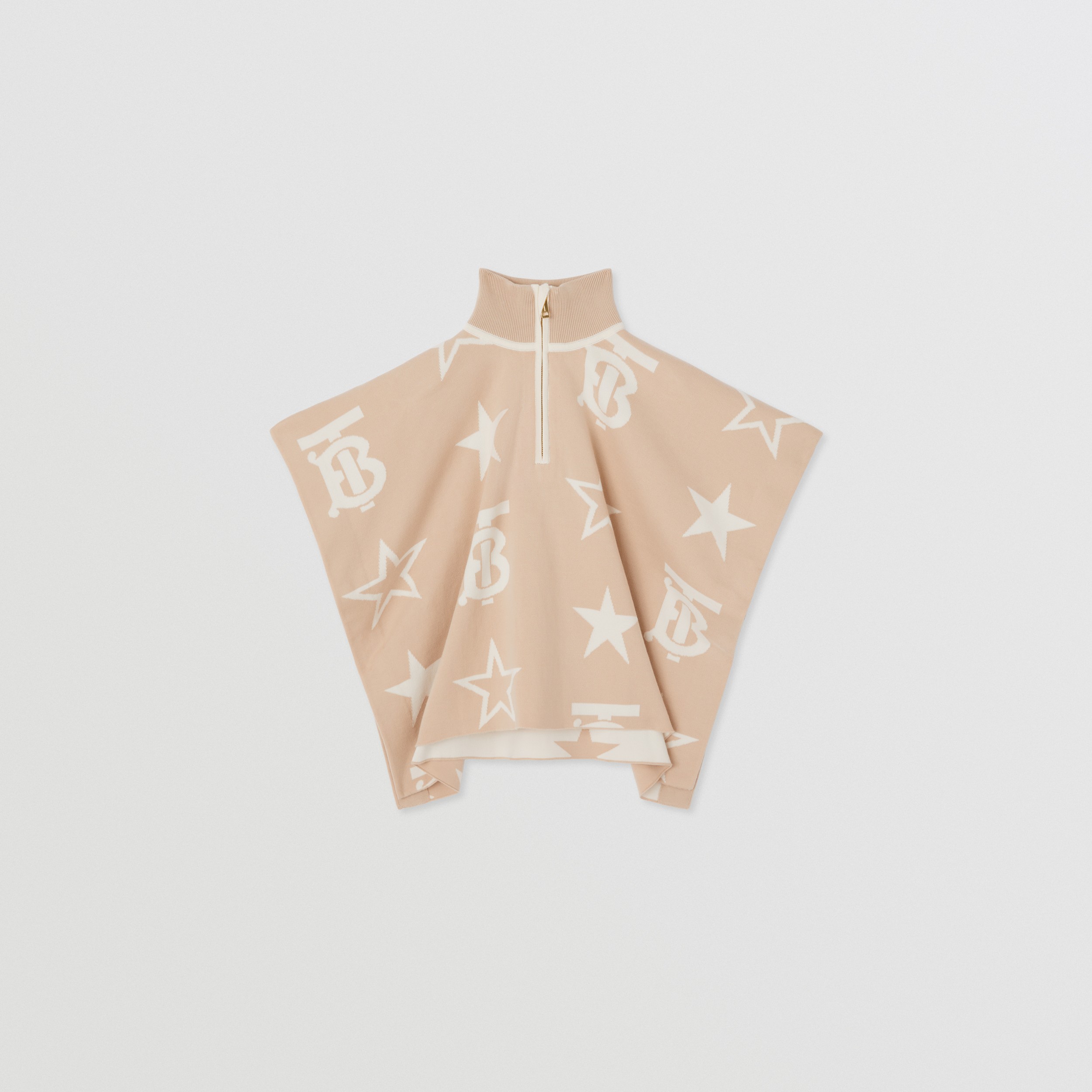 TB Star Cotton Blend Jacquard Cape in Almond Beige | Burberry® Official - 1