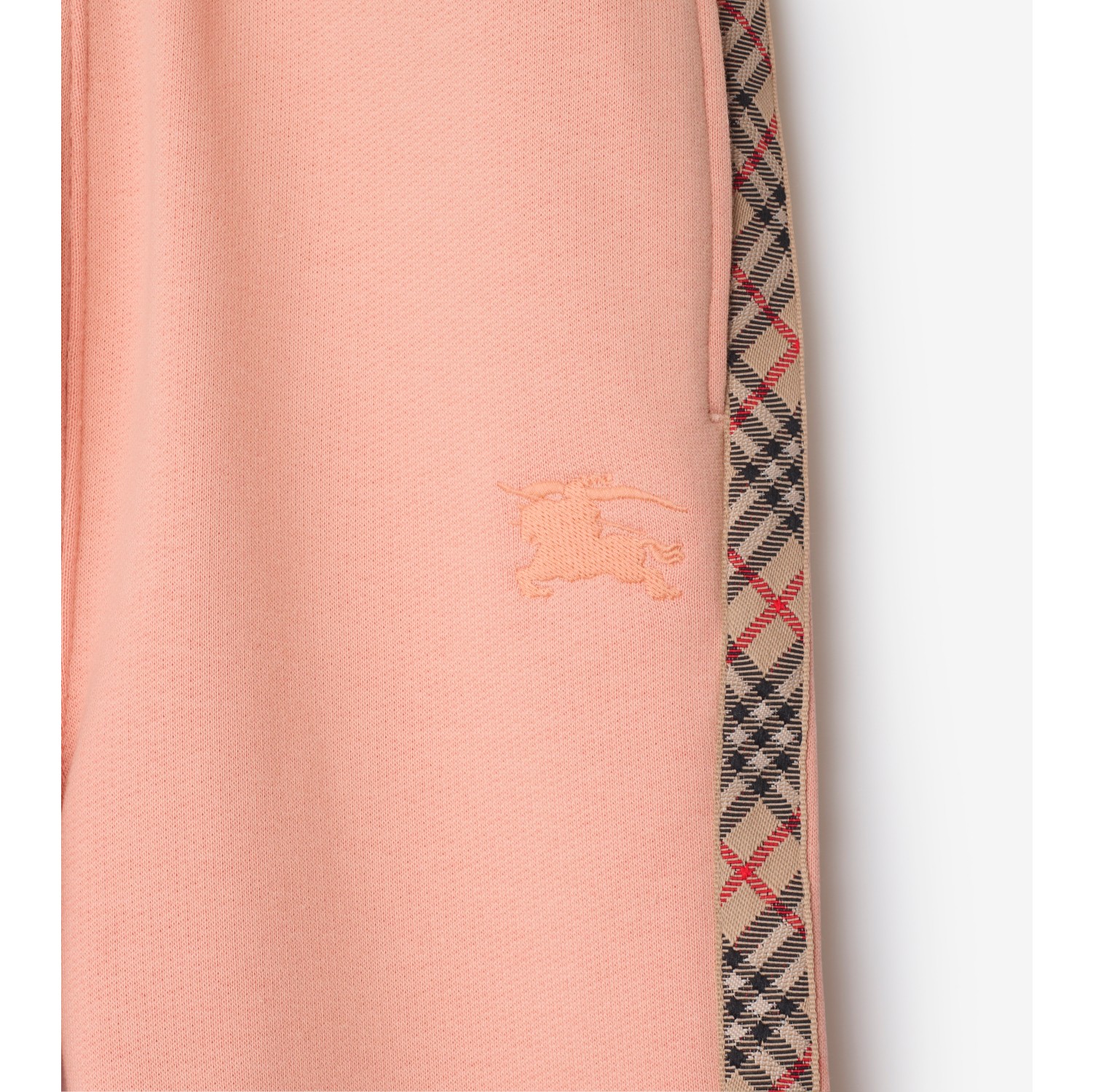 Check Trim Cotton Jogging Pants