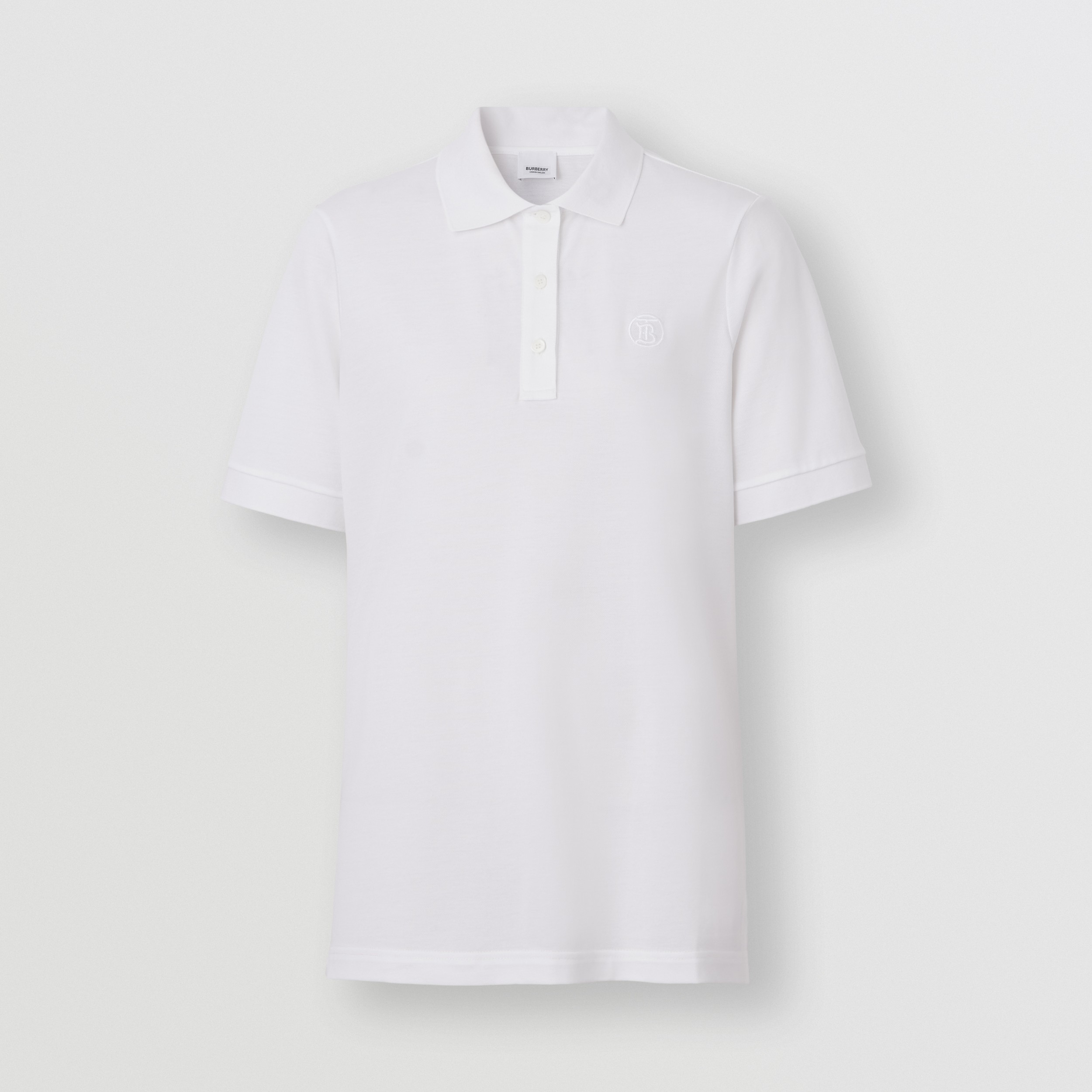 Monogram Motif Cotton Polo Shirt in White - Women | Burberry® Official - 4
