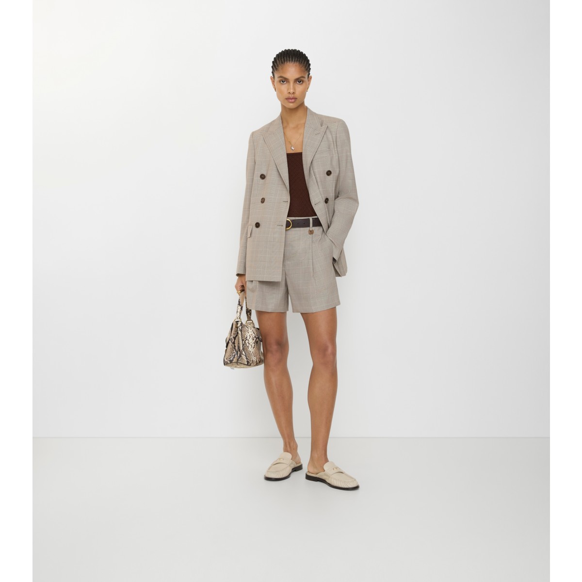  Check Wool Tailored Shorts