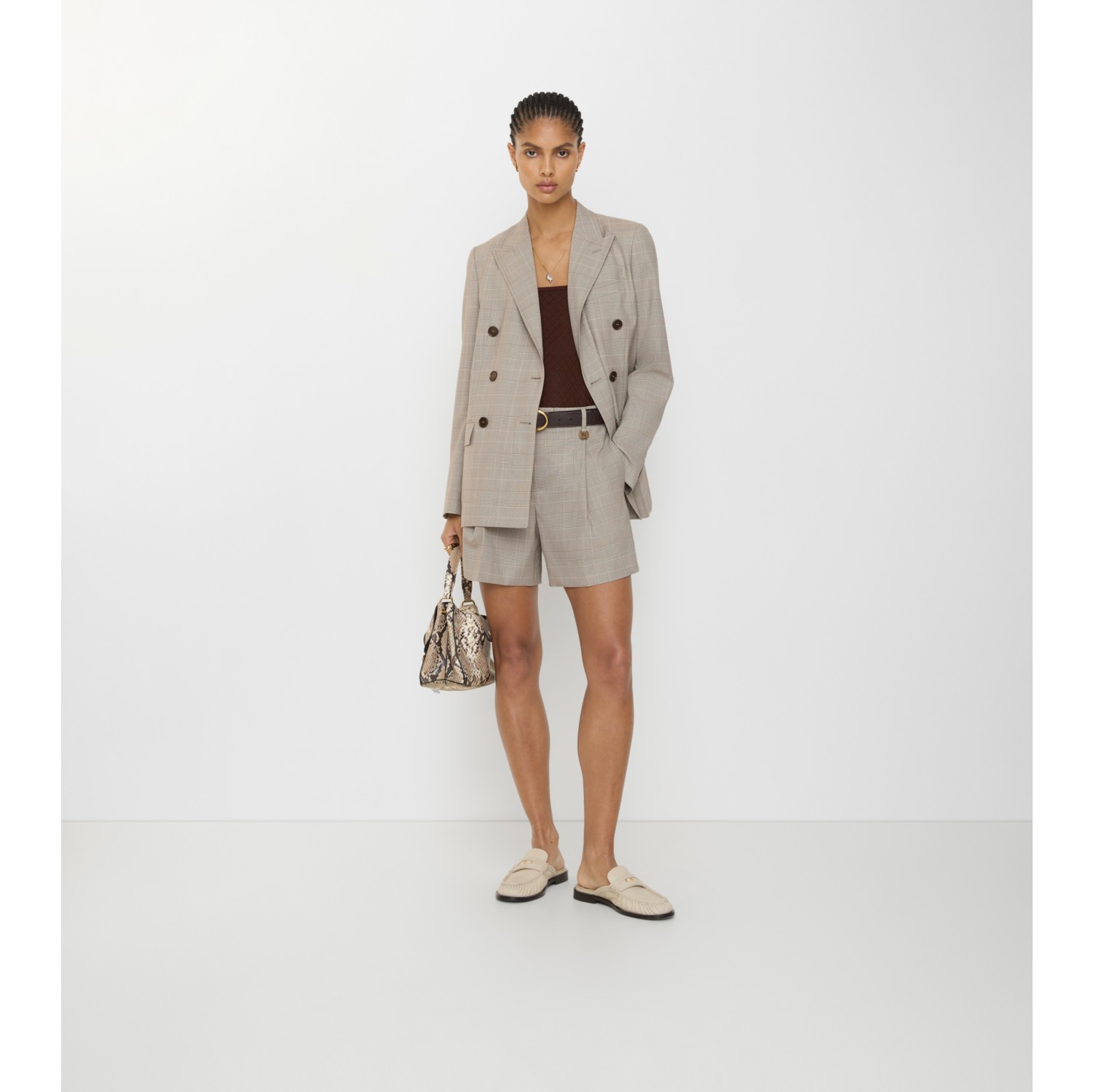 Check Wool Tailored Shorts