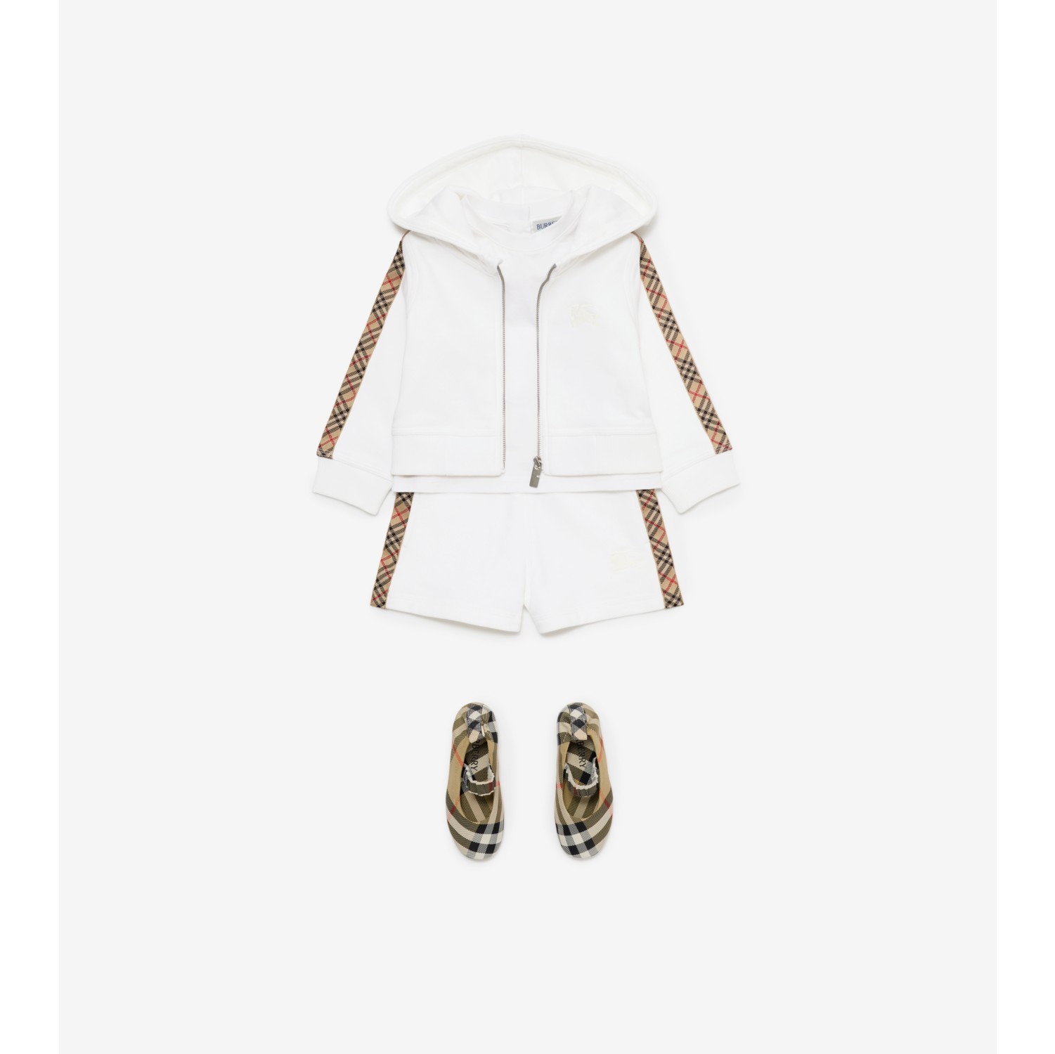 Check Trim Cotton Shorts in White | Burberry® Official