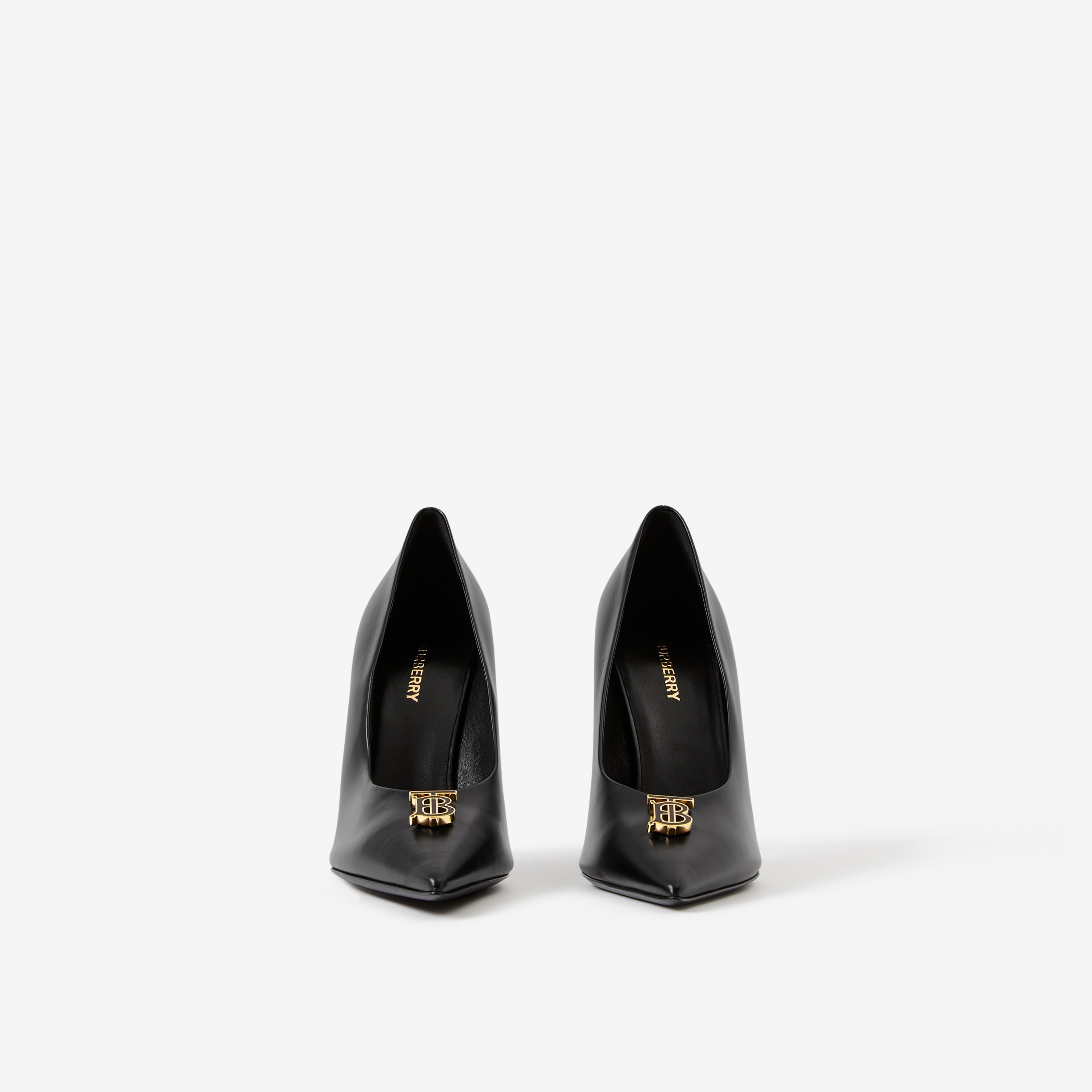 Monogram Motif Leather Point-toe Pumps in Black - Women | Burberry® Official