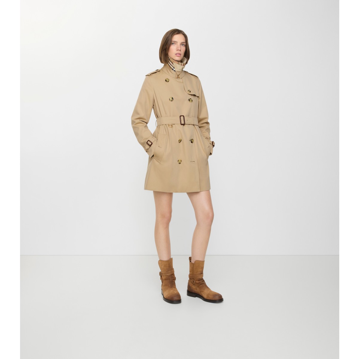  Check Short Kensington Heritage Trench Coat