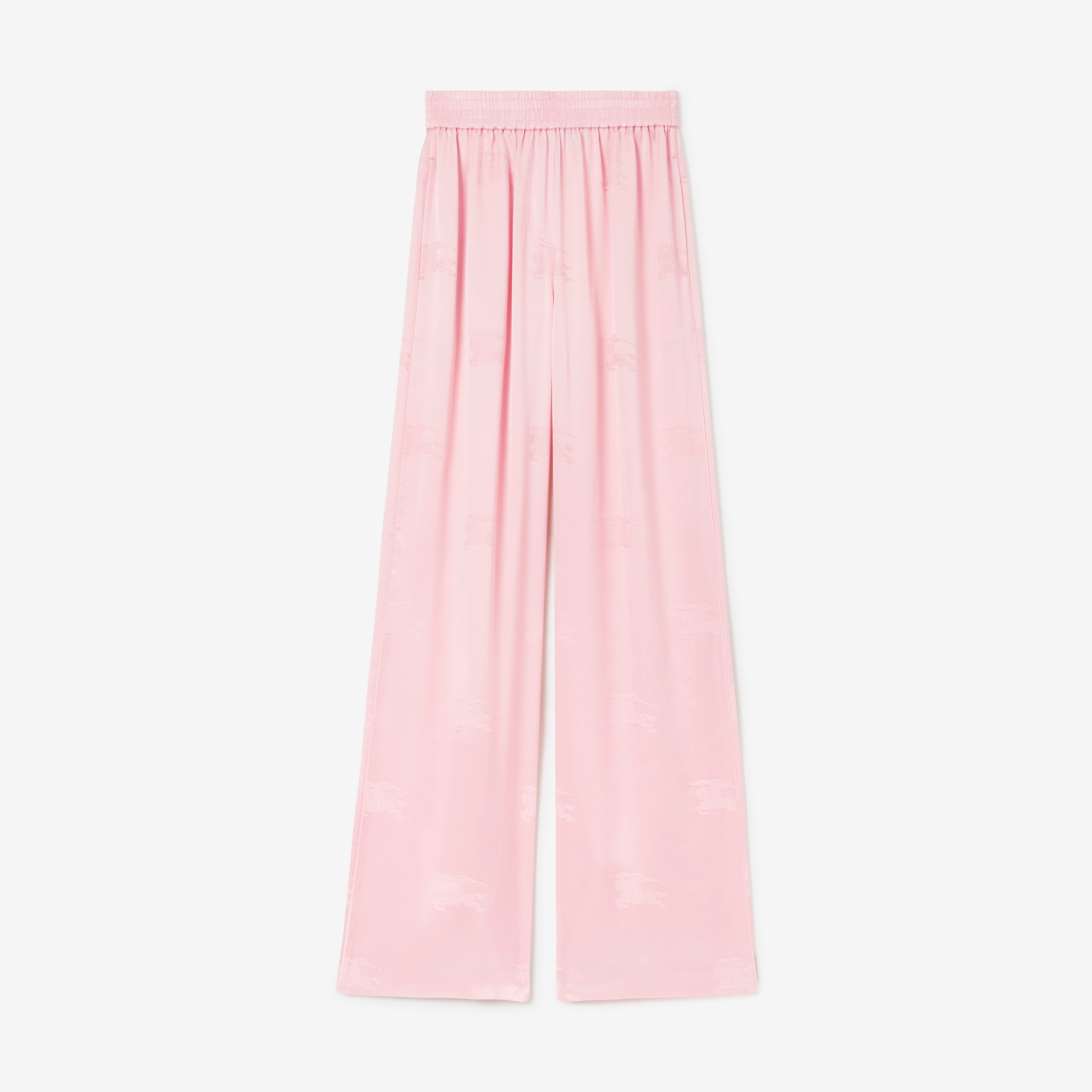 Pantalon ample en jacquard de soie avec emblème du Cavalier (Rose Doux) - Femme | Site officiel Burberry® - 1